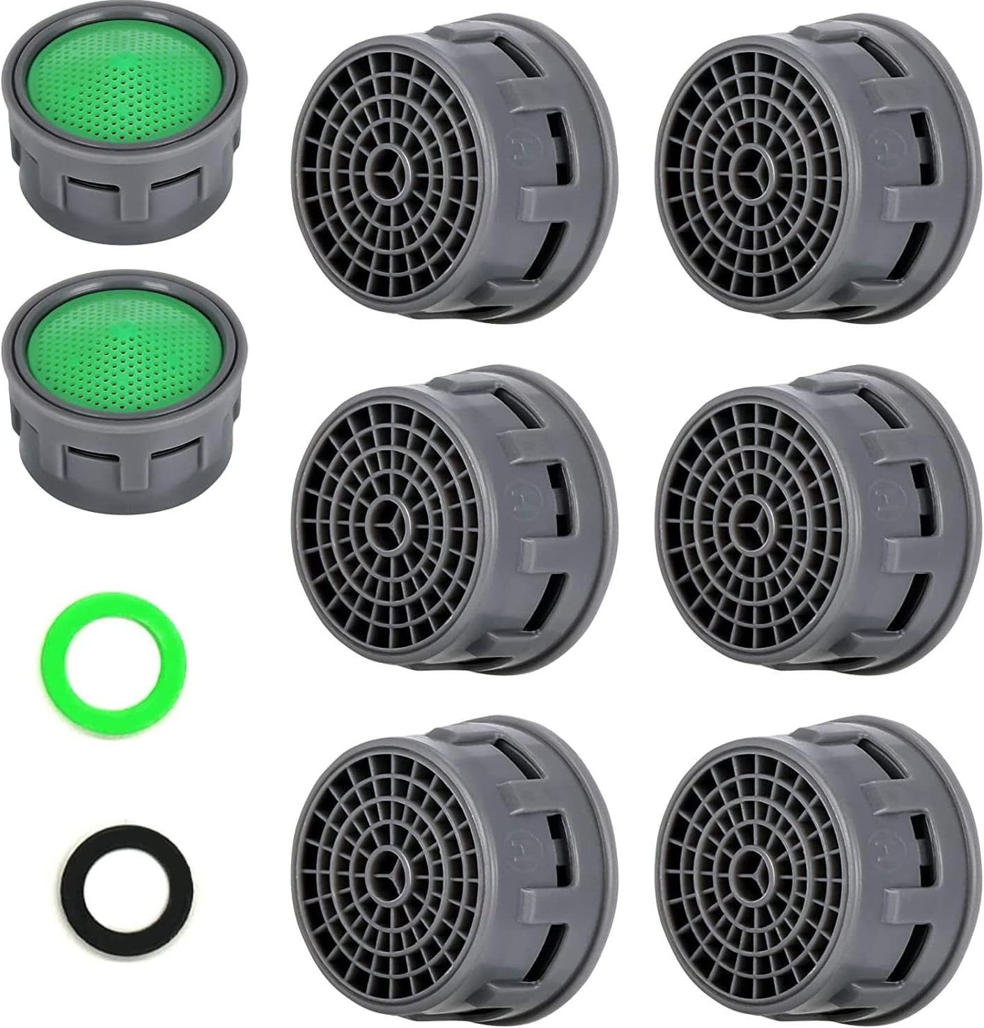 Green and Black ABS Faucet Aerator with Silicone Gasket, 10-Pack