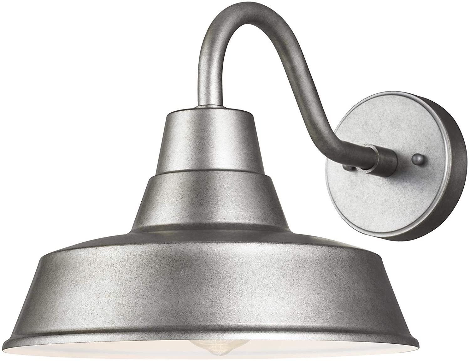 Weathered Pewter 1-Light Outdoor Sconce with Black Accents