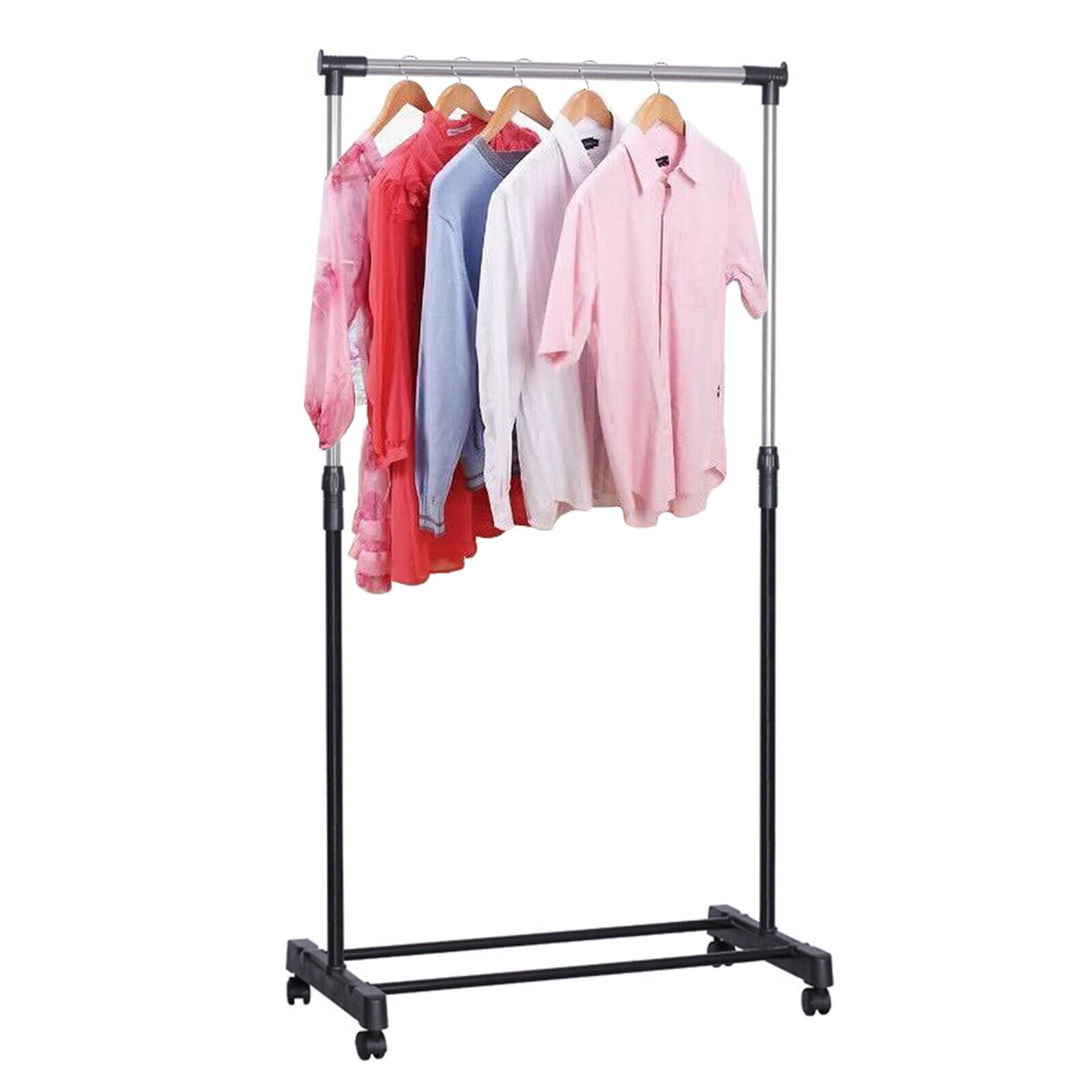 Adjustable Black and Silver Steel Portable Garment Rack