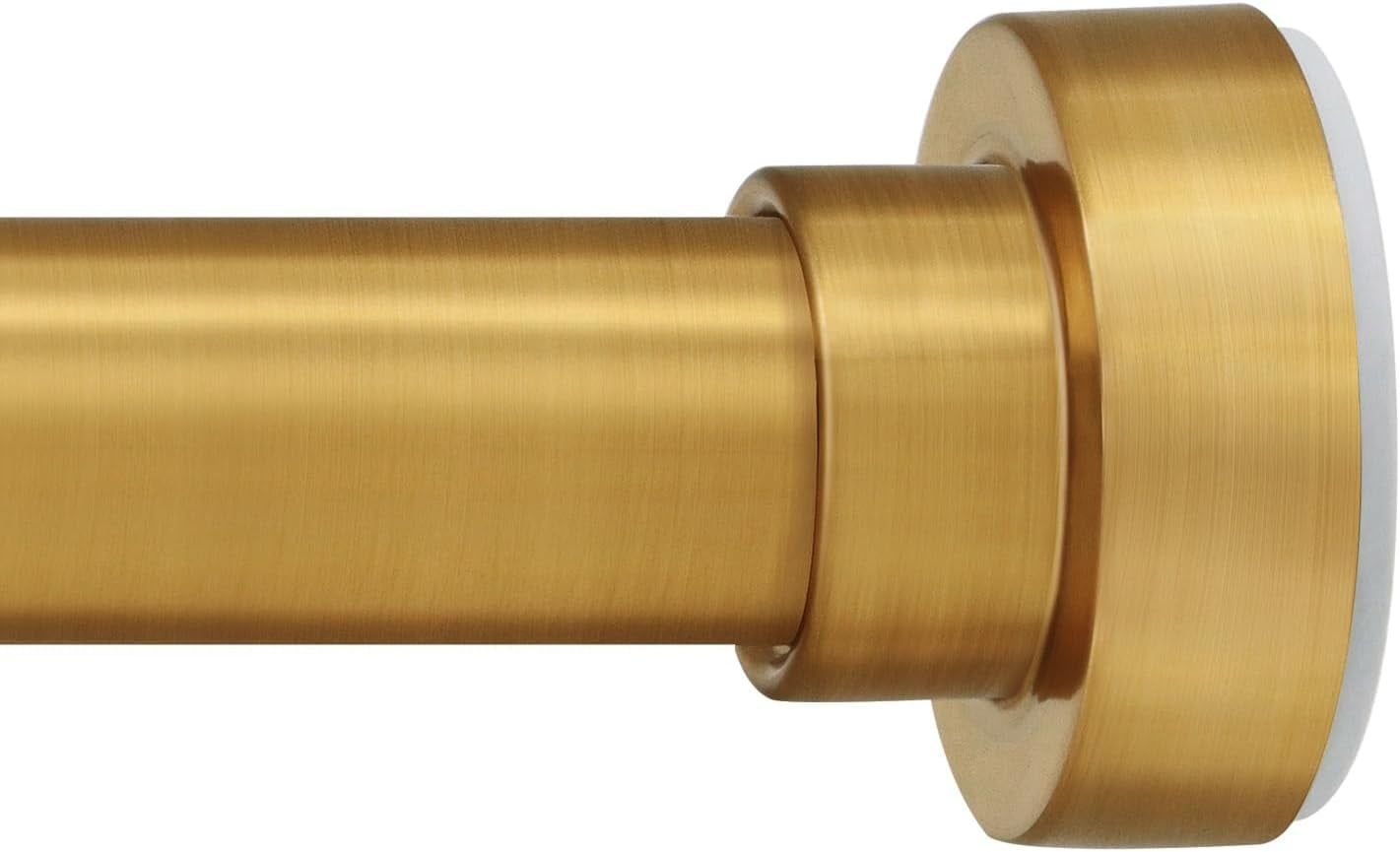 Adjustable Brushed Gold Stainless Steel Tension Shower Rod 34-82 Inches