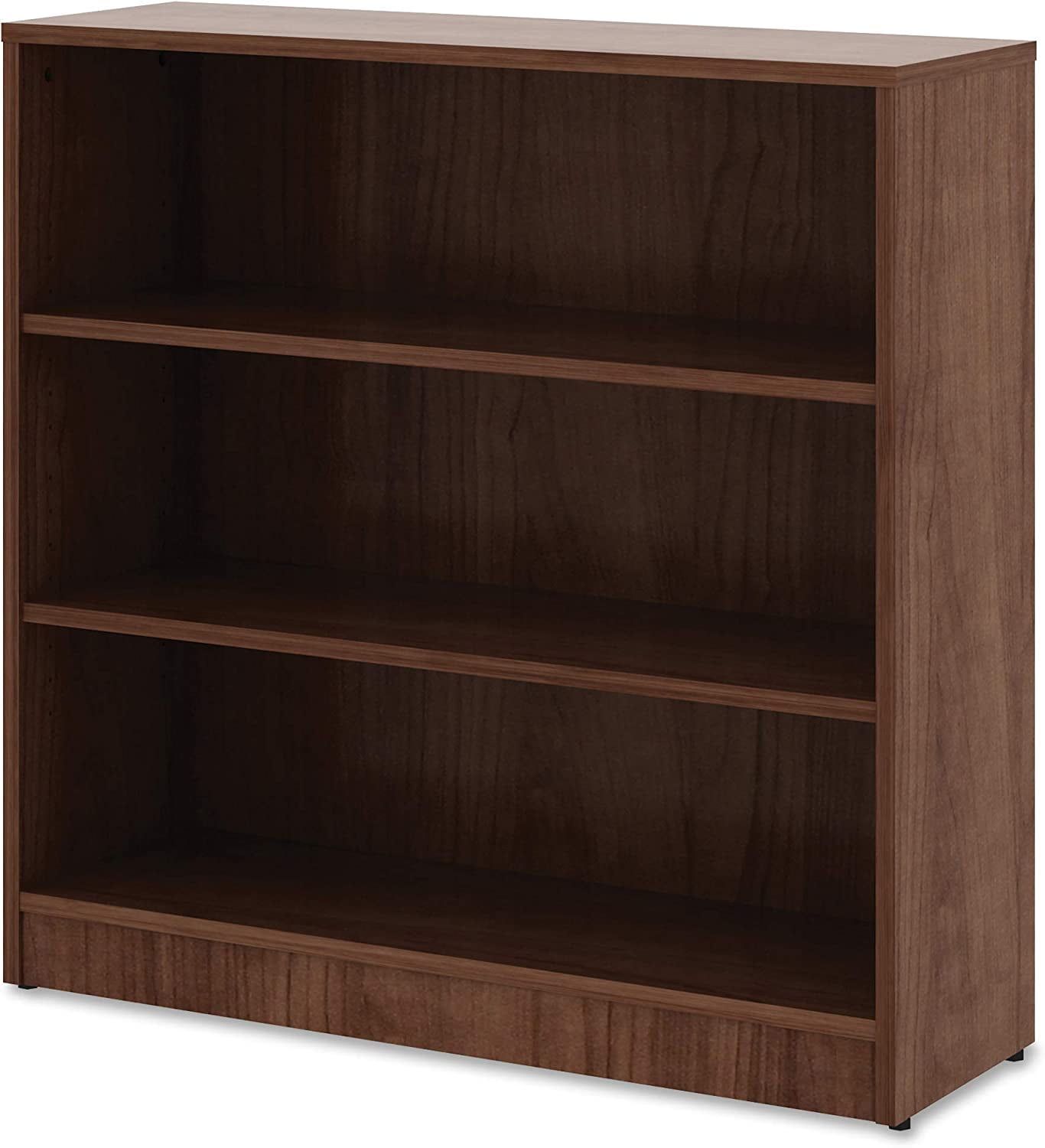 Adjustable Walnut Laminate 3-Shelf Bookcase