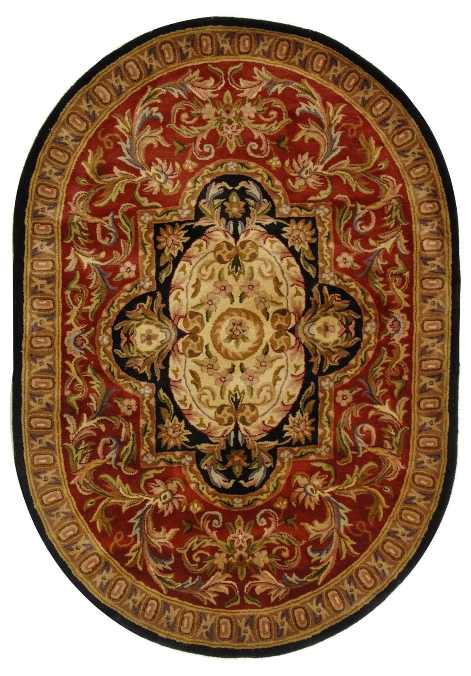 Elegant Noir Tufted Wool Oval Rug 6' x 9'