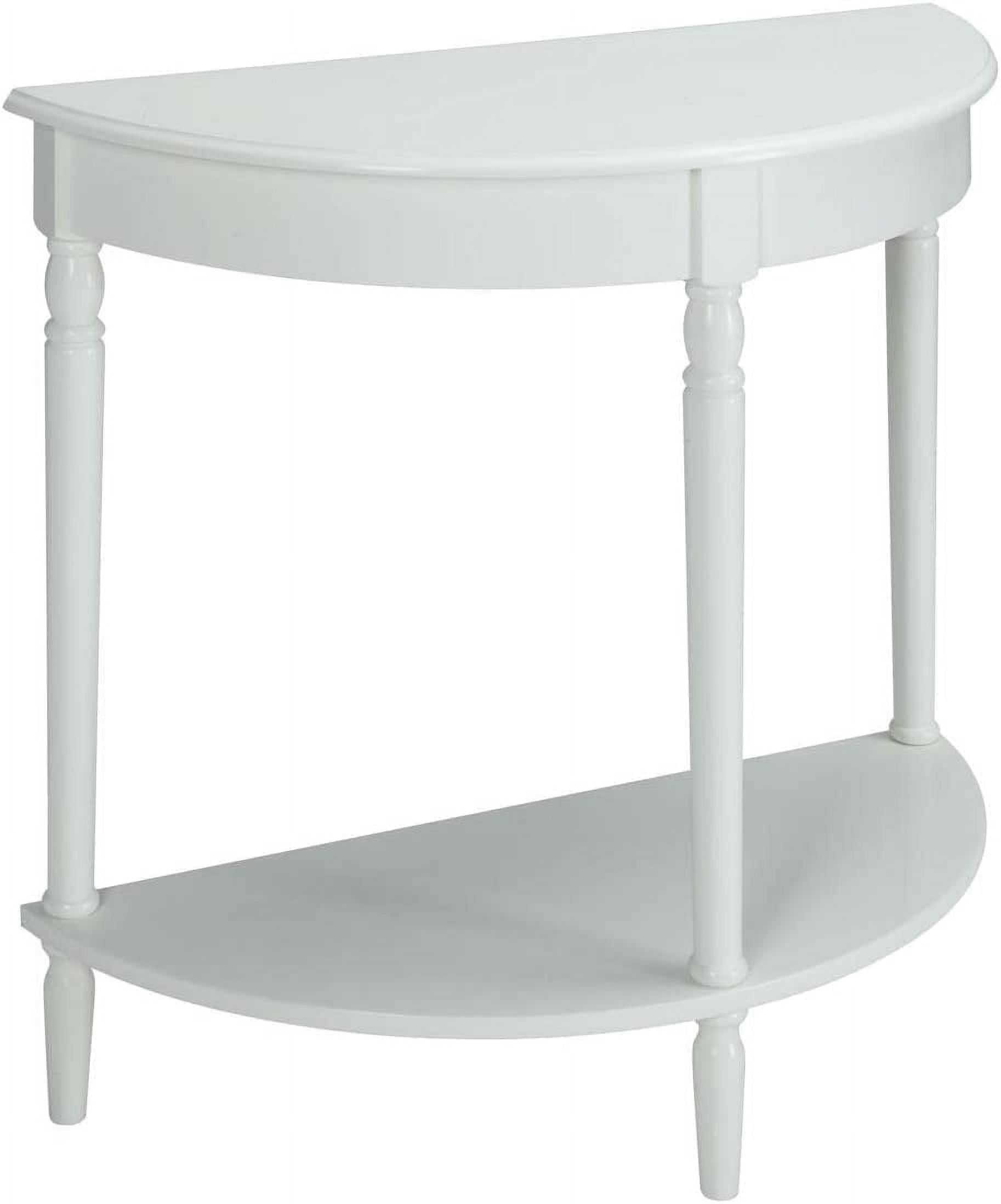 White Half-Round Wood and Metal Entryway Table