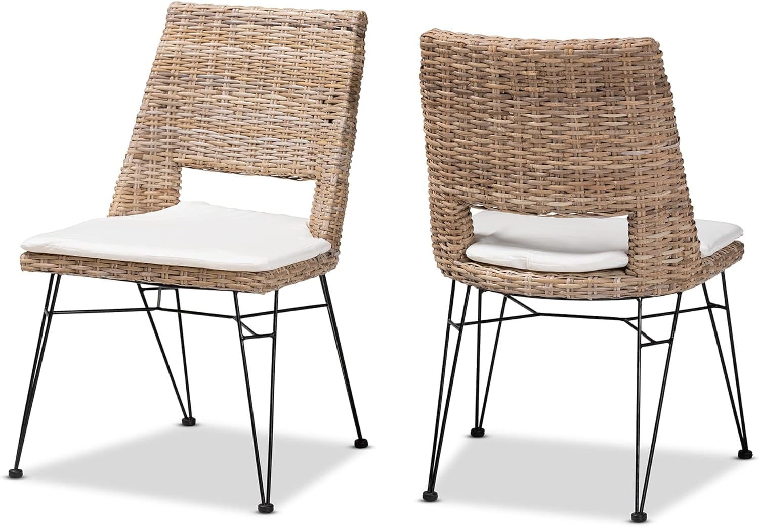 Serene White Rattan Low Arm Chair with Cushion