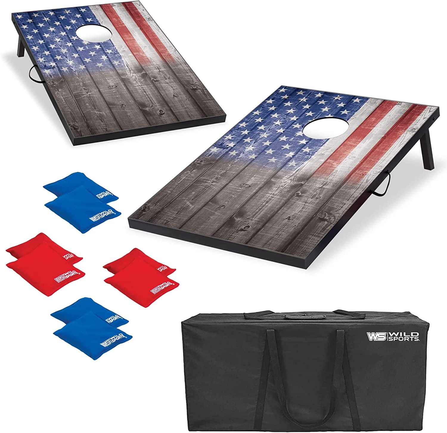 Patriotic 2'x3' Cornhole Set with USA Flag Design and Carry Bag