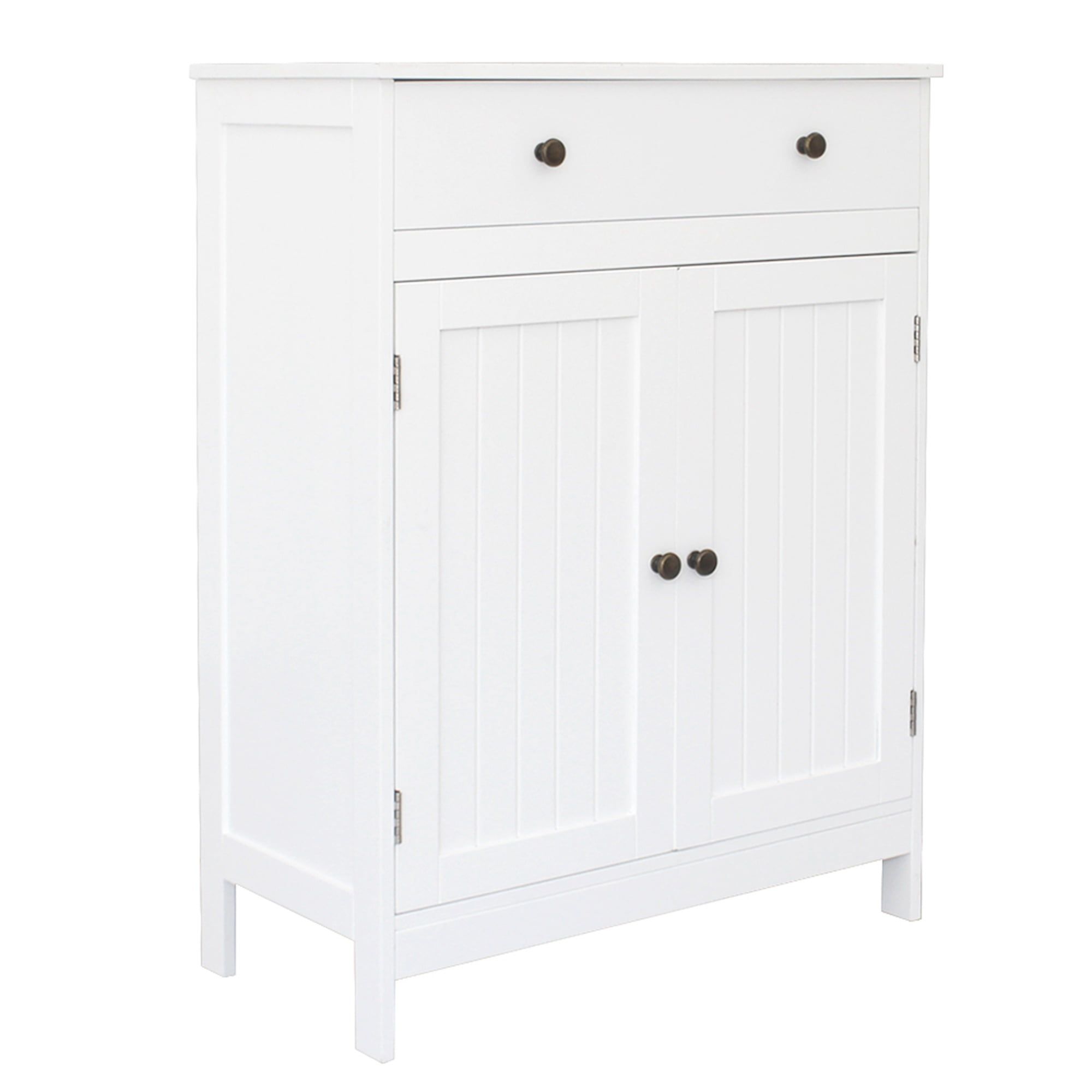 White MDF Lockable Living Room Storage Cabinet with Drawer