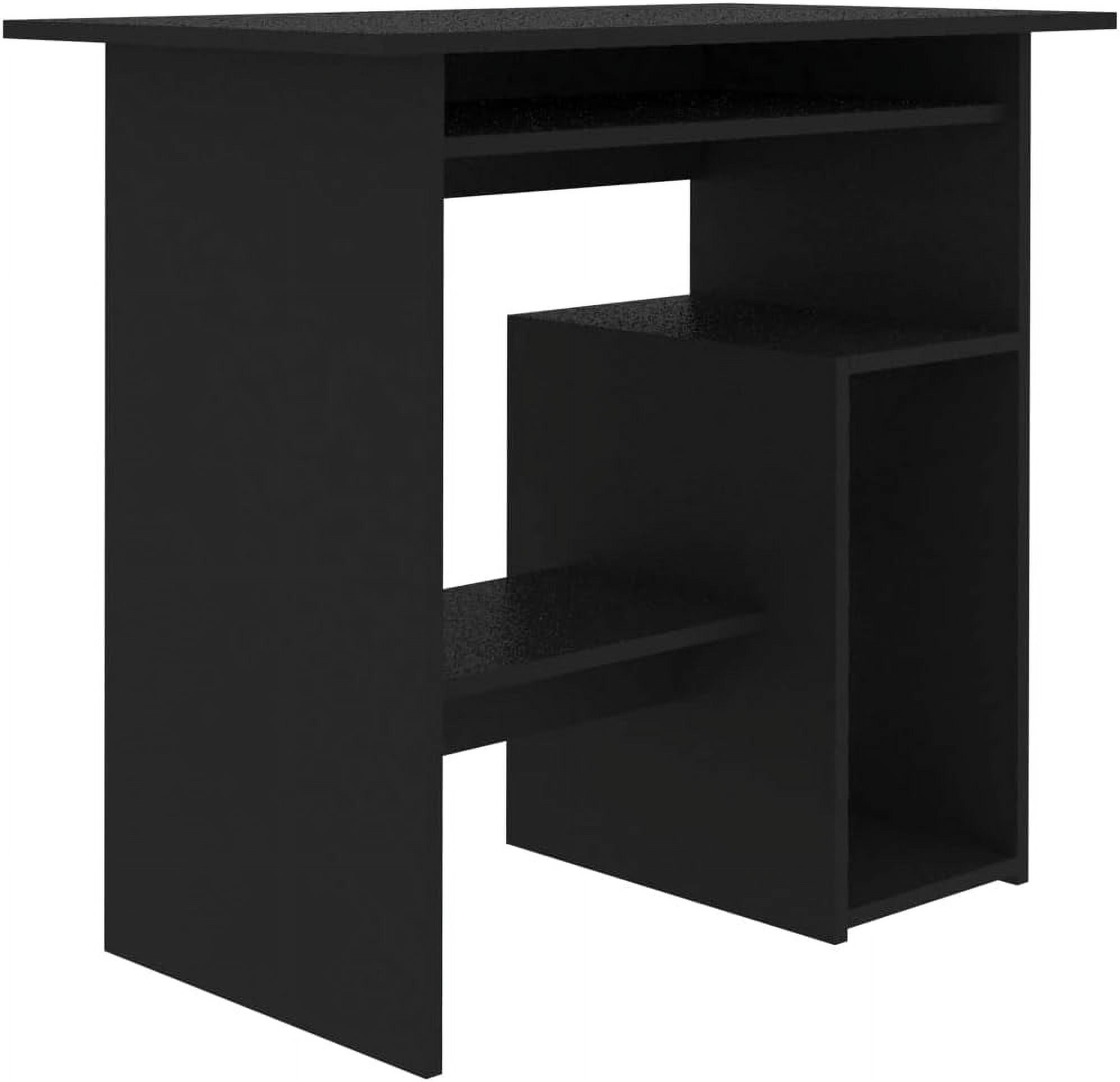 Sleek Modern Black Engineered Wood Desk with Keyboard Tray