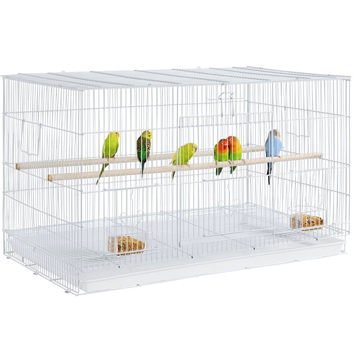 White 30-Inch Metal Flight Bird Cage with Slide-Out Tray