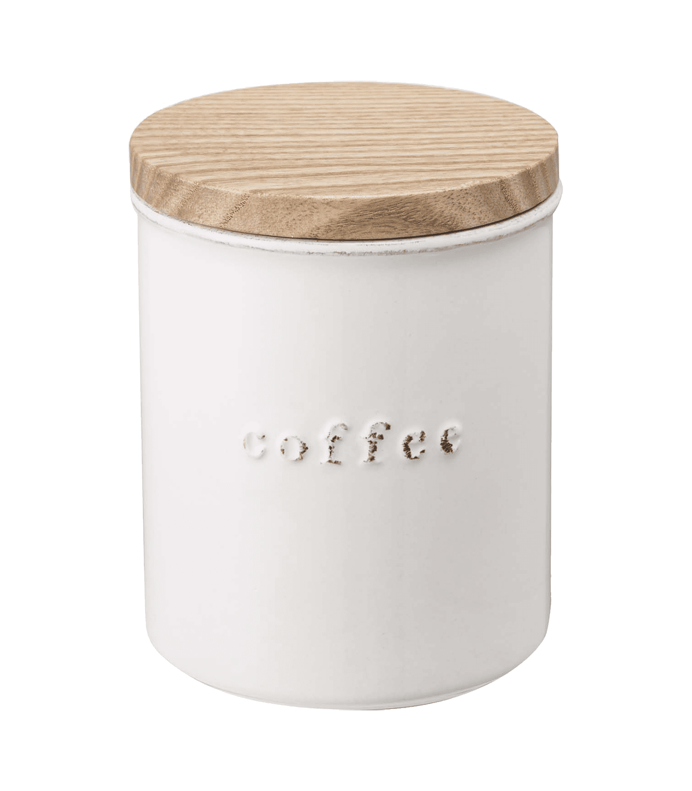 White Ceramic Airtight Coffee Canister with Wooden Lid