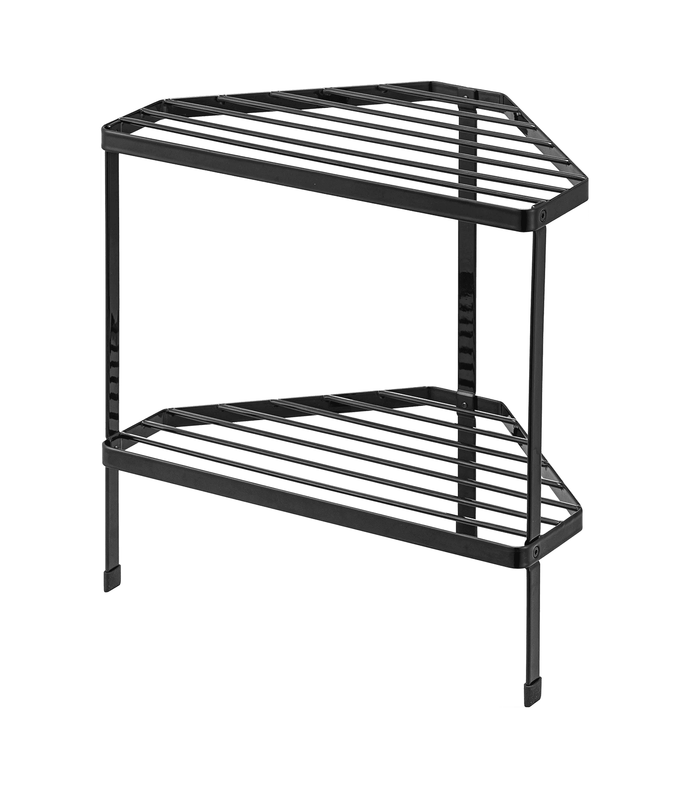 Black Steel Two-Tier Corner Kitchen Storage Rack