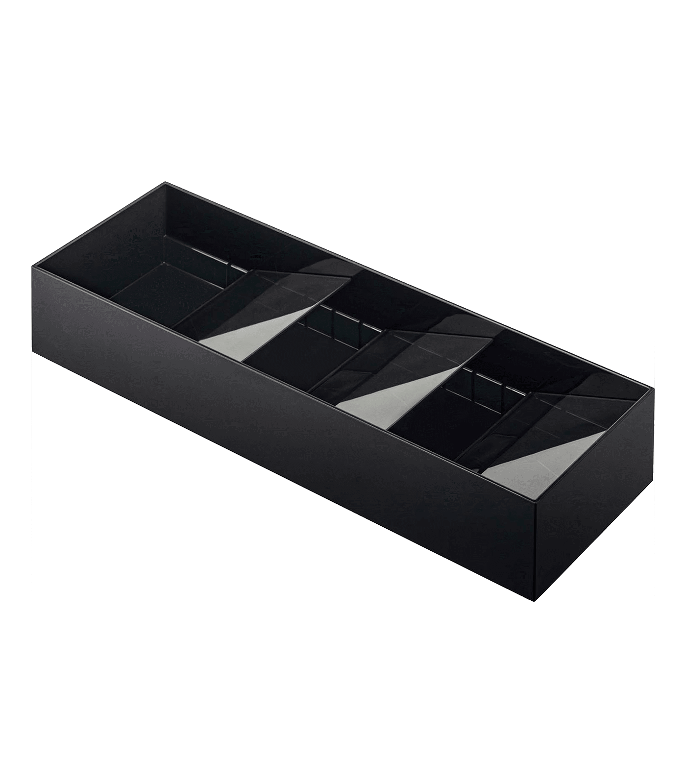 Compact Black Adjustable Plastic Cutlery Organizer Tray