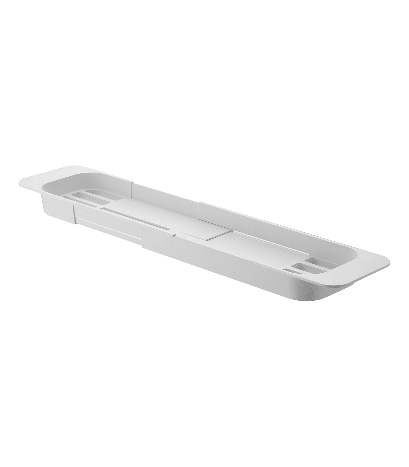 White Expandable Metal Bathtub Caddy with Storage