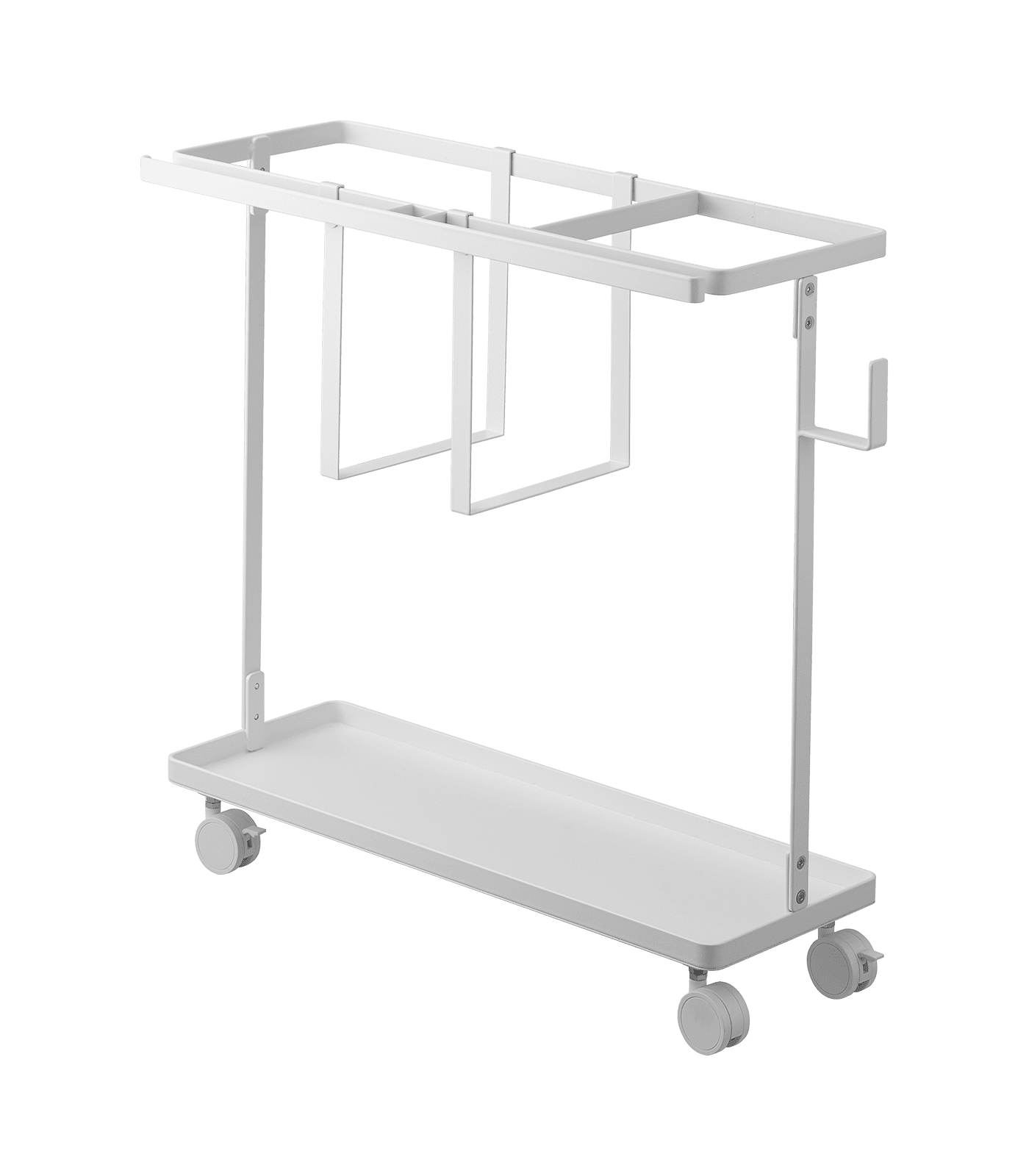 White Steel Fitness Equipment Storage Cart with Casters