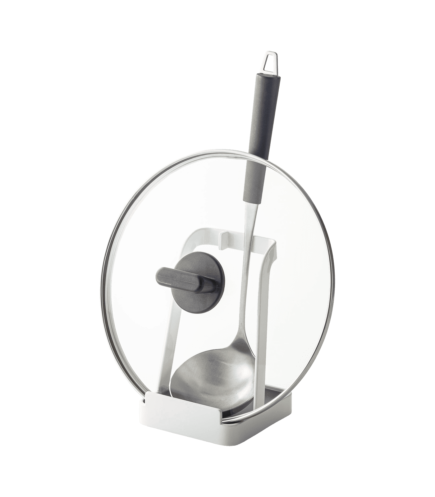 White Steel Kitchen Utensil and Lid Holder