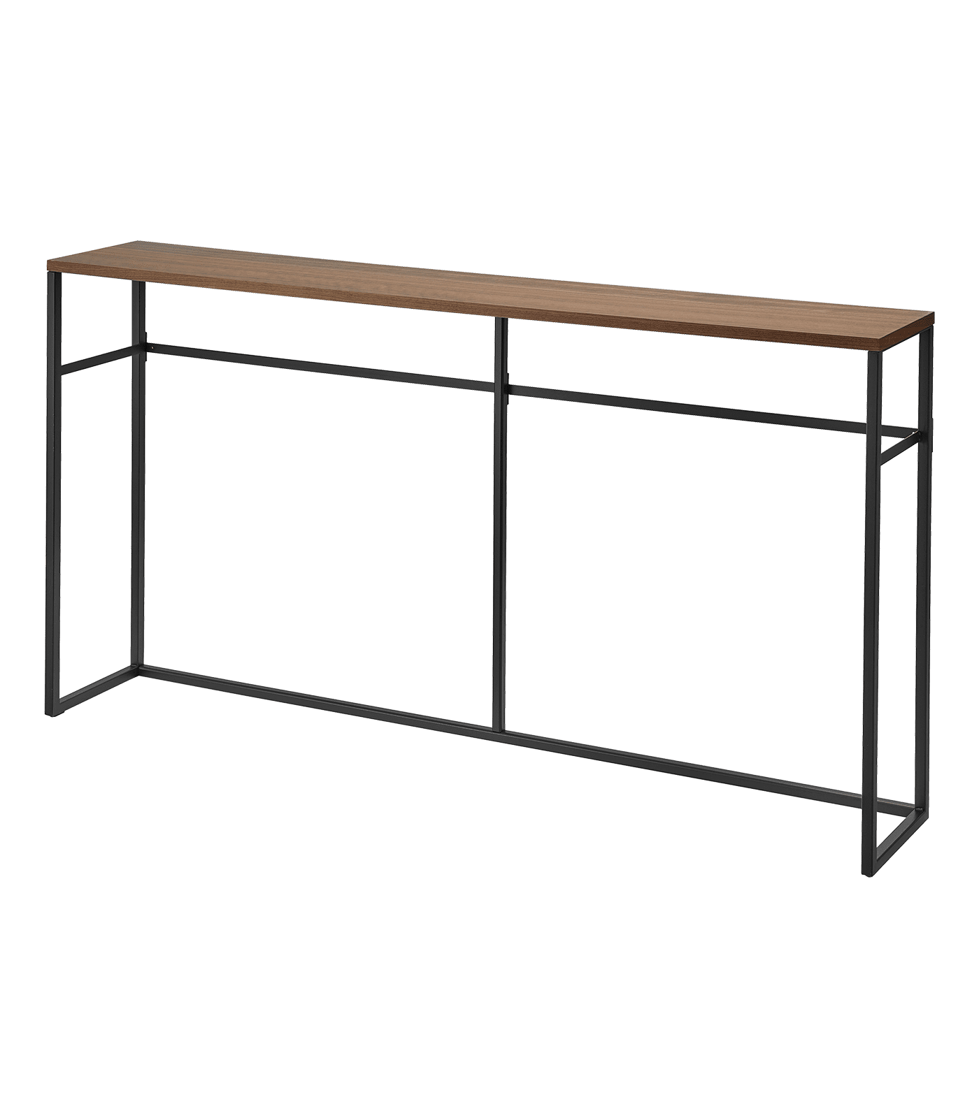 Slim Black Metal and Wood Console Table with Storage Hooks