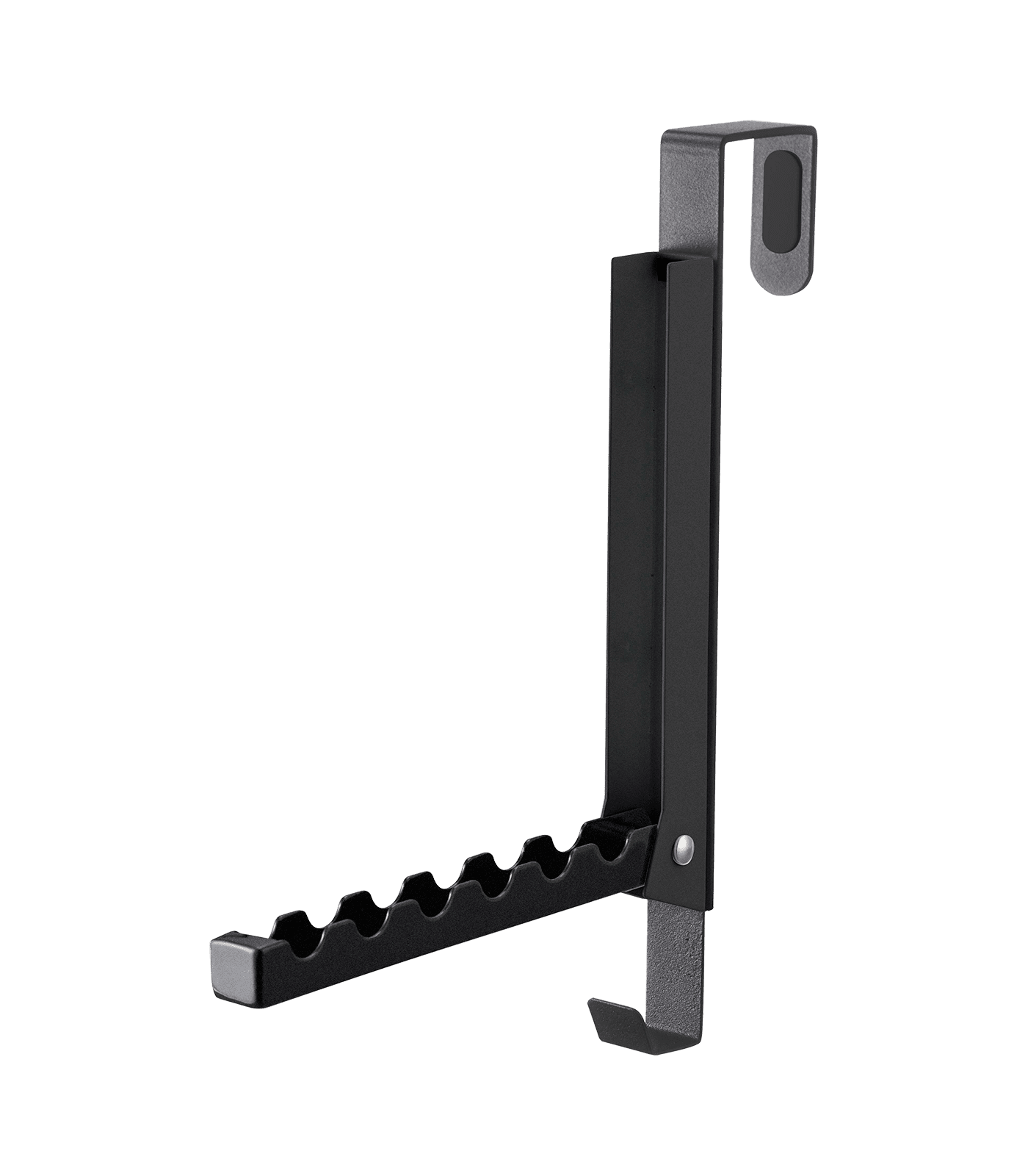 Black Folding Over-the-Door Hook Rack with Extra Hook