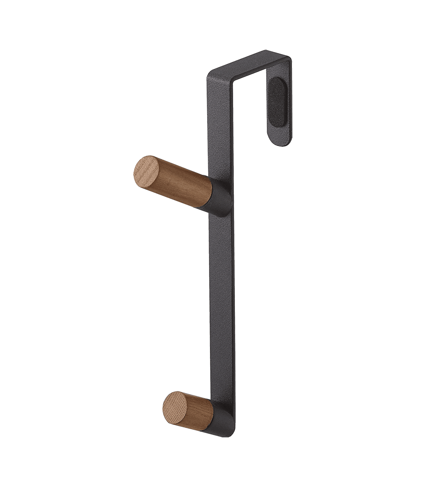 Black and White Steel Over-the-Door Hook with Wood Accent