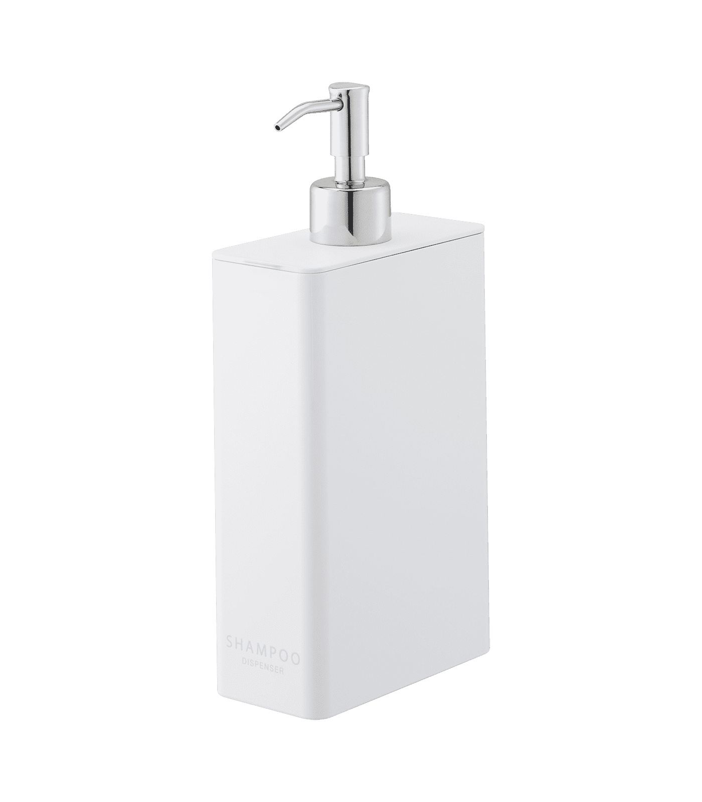 White ABS Resin Rectangular Shampoo Dispenser with Stainless Steel Pump