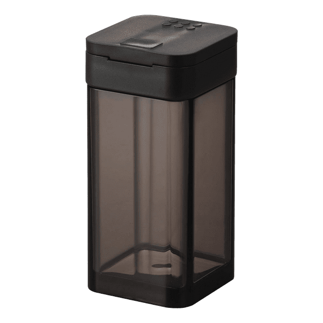 Compact Black Plastic Spice Jar with Sliding Lid