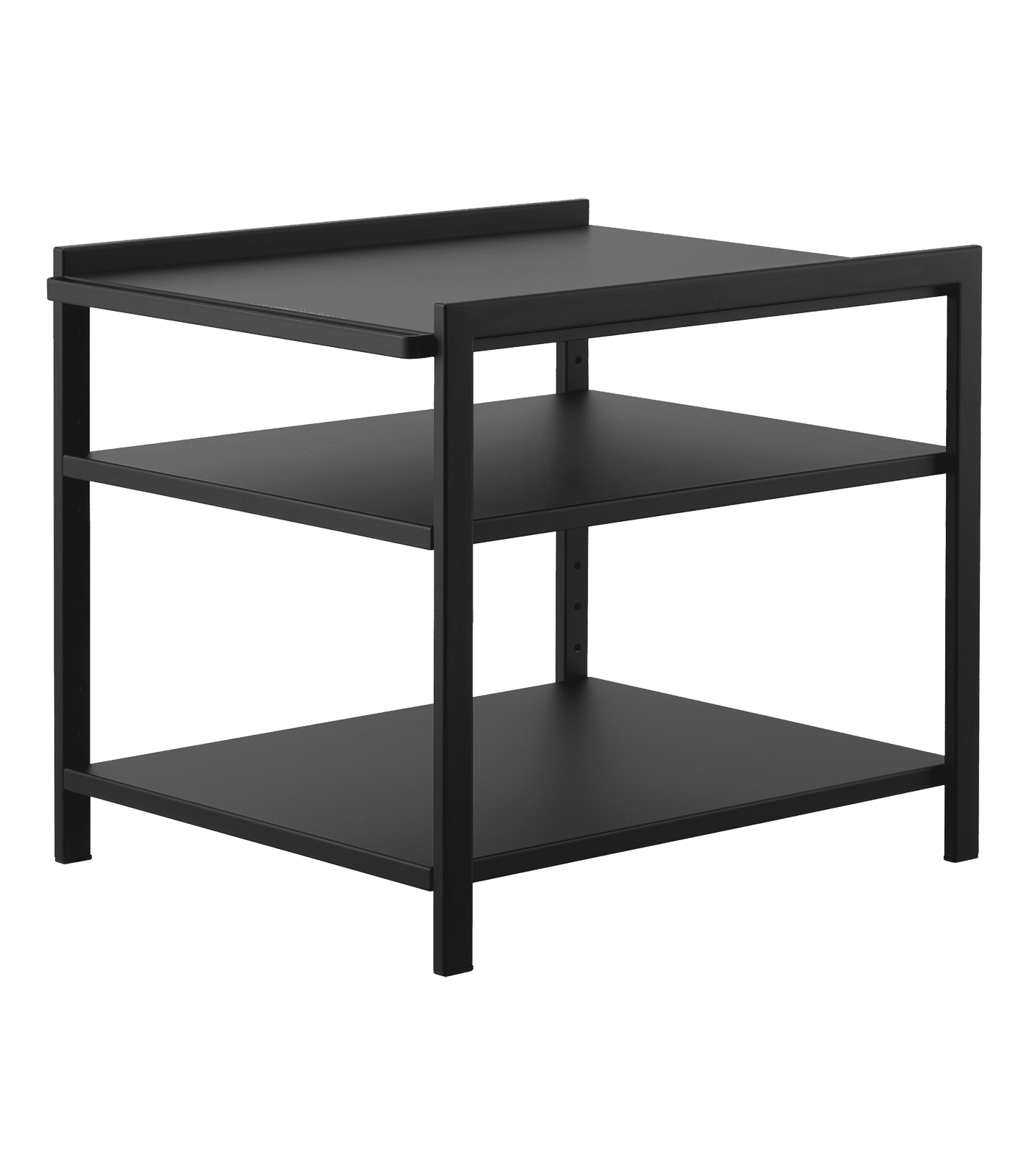 Black Adjustable Three-Tier Steel Cabinet Storage Rack