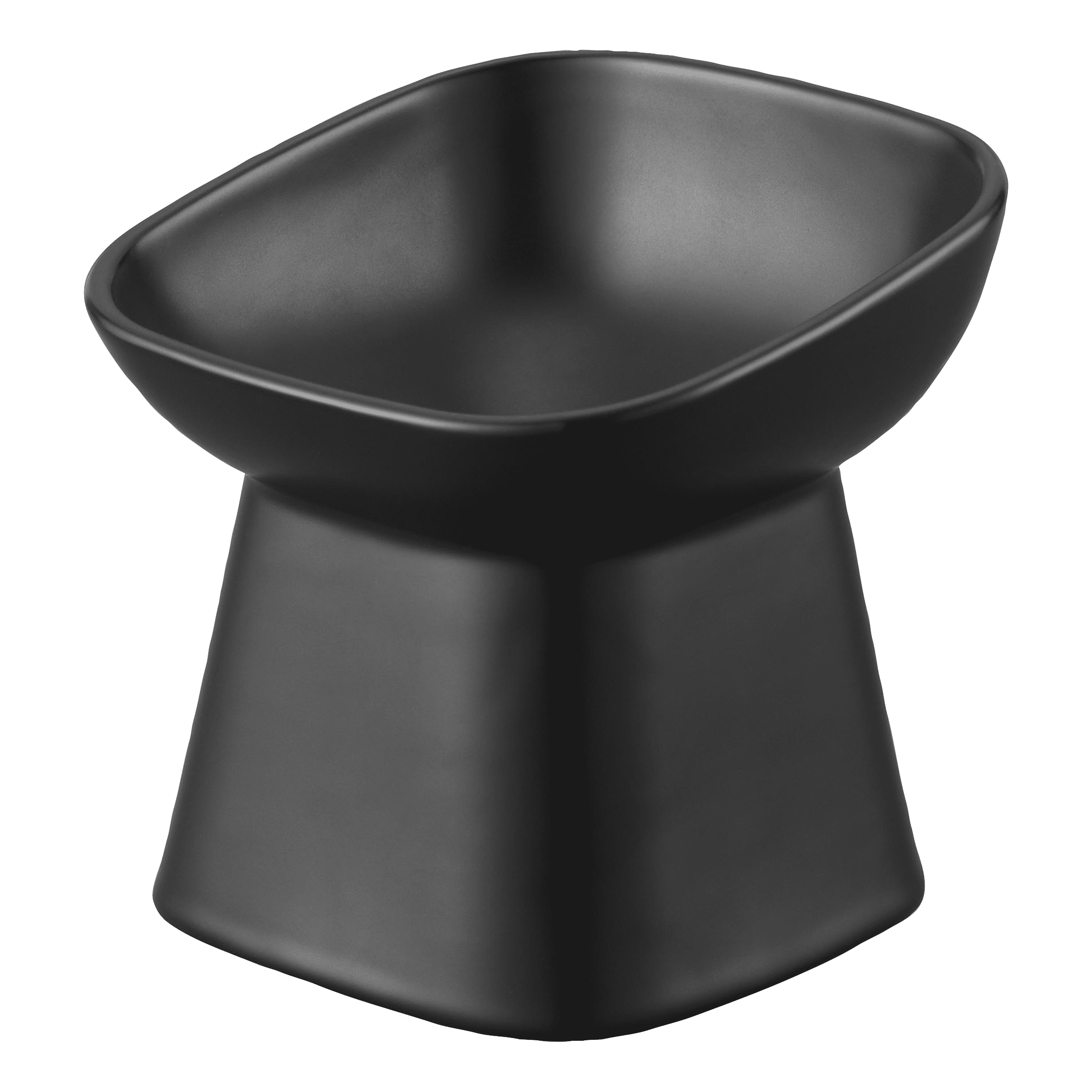 Black Ceramic Elevated Tilted Pet Food Bowl