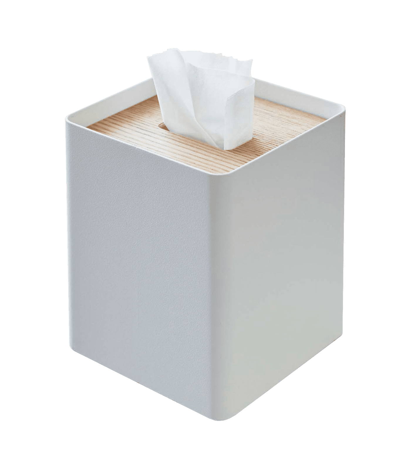 Ash Steel Square Tissue Box Cover with Wooden Lid