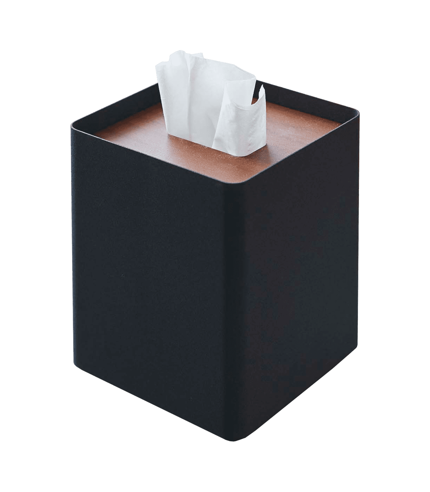 Black Steel and Walnut Square Tissue Box Cover