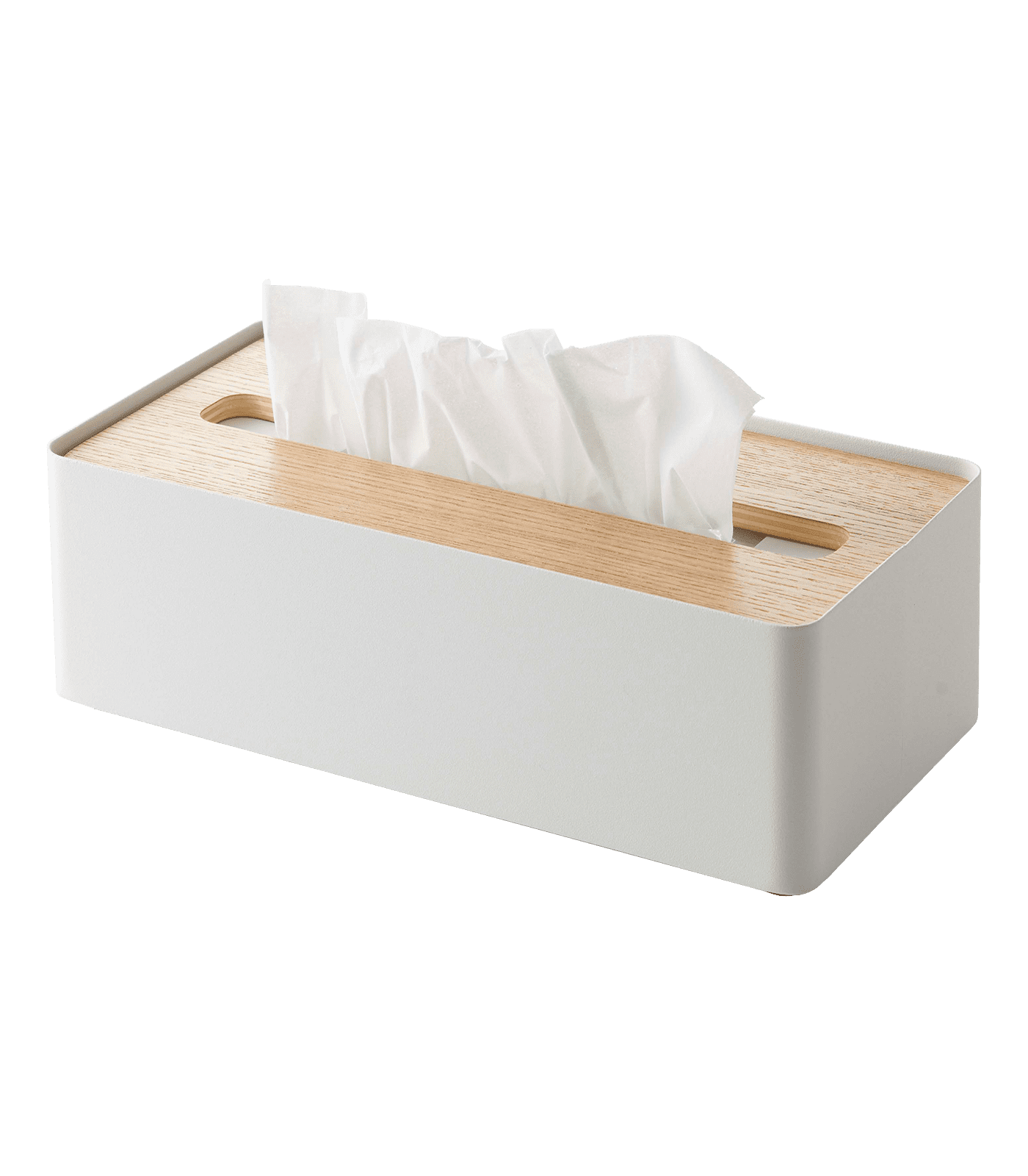 Rin Compact White and Brown Wood Tissue Box