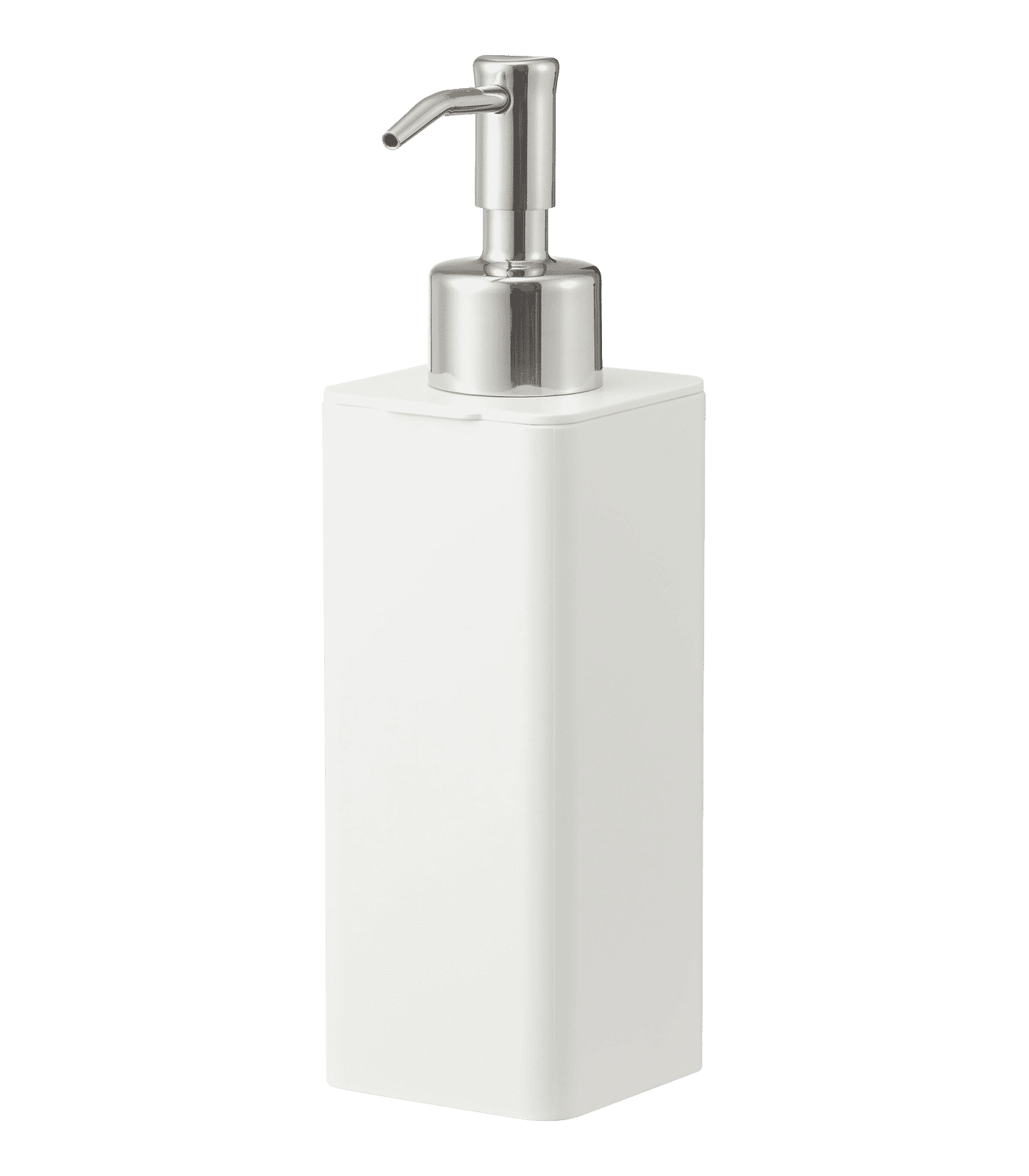 White Adhesive Wall-Mounted Soap Dispenser with Stainless Steel Pump