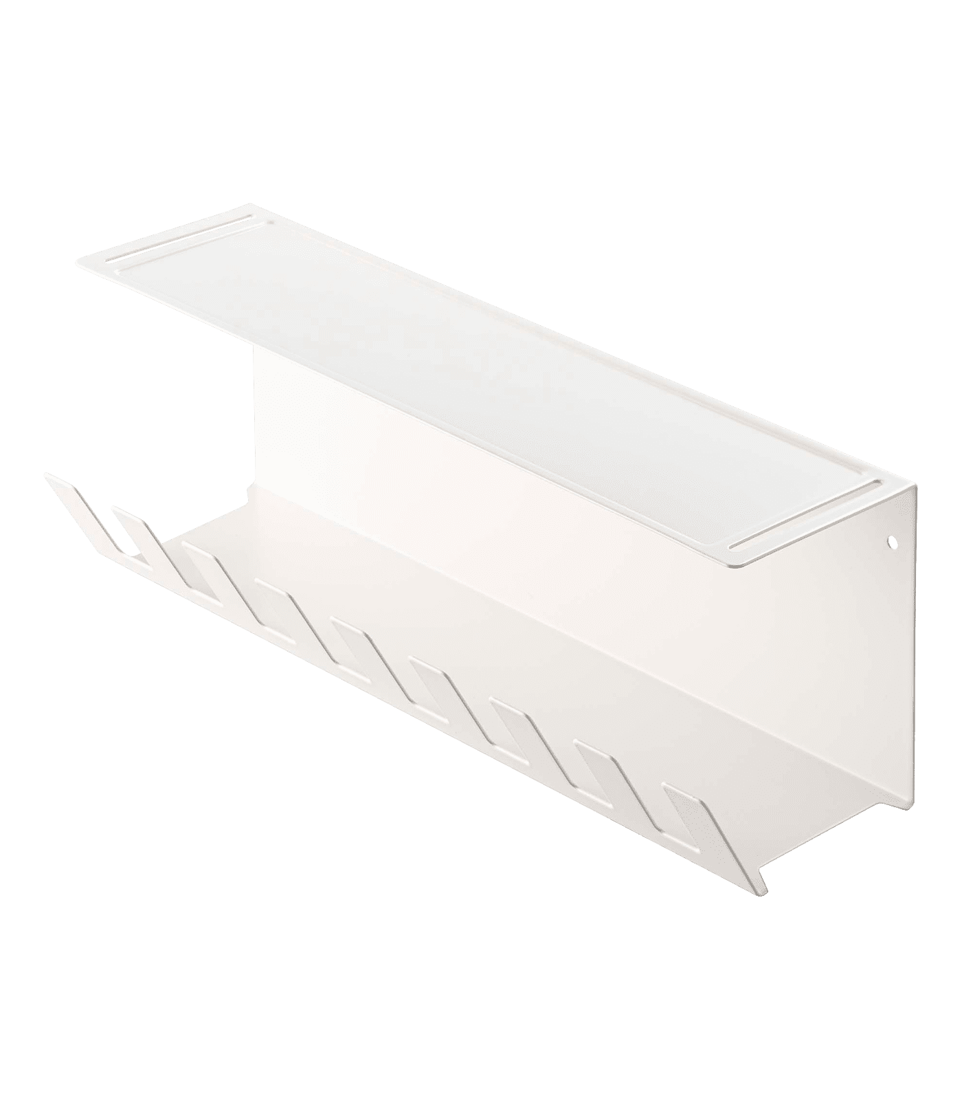 White Steel Under-Desk Cable Organizer with Hooks