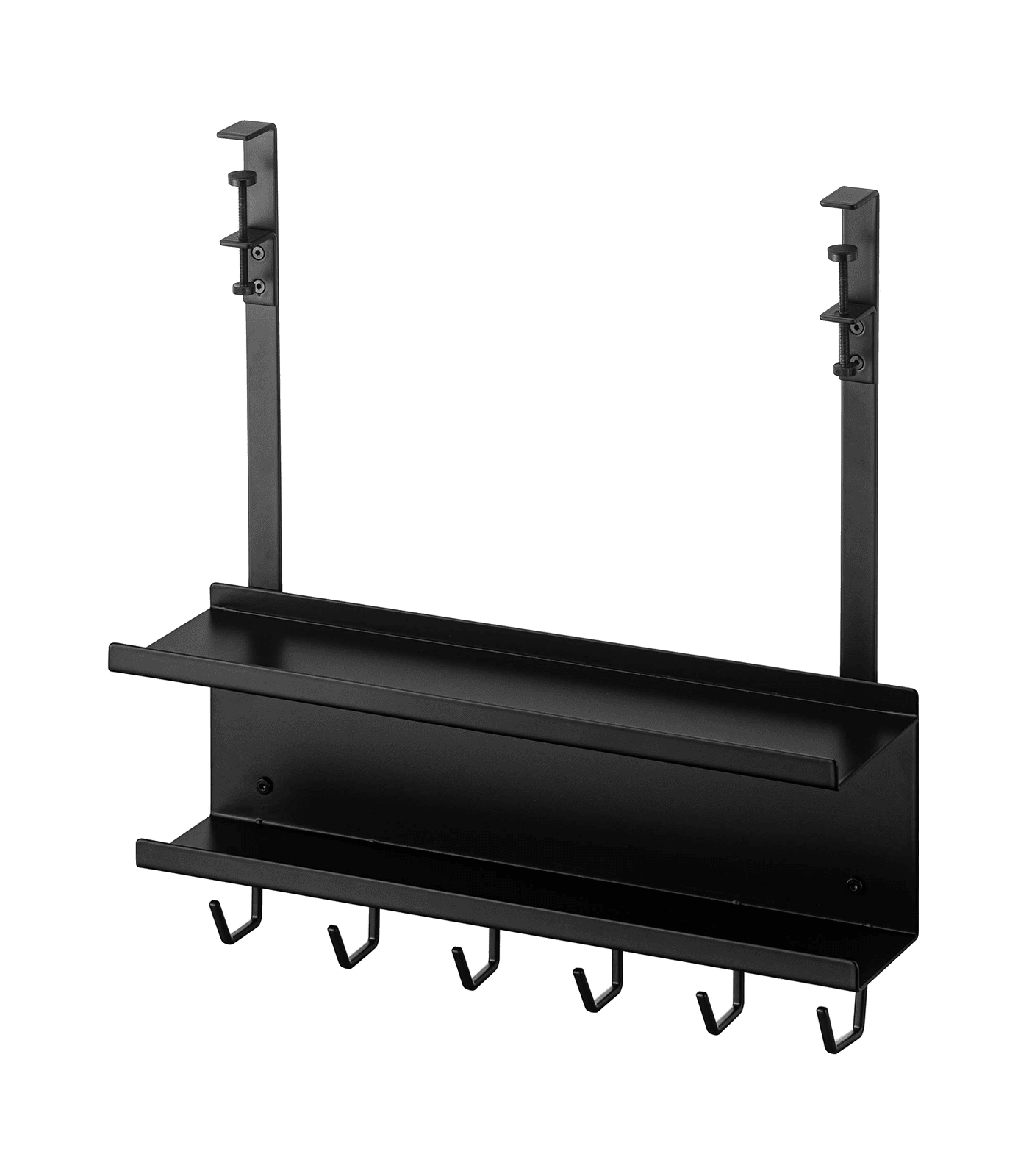 Black Steel Under-Desk Cable and Router Storage Rack