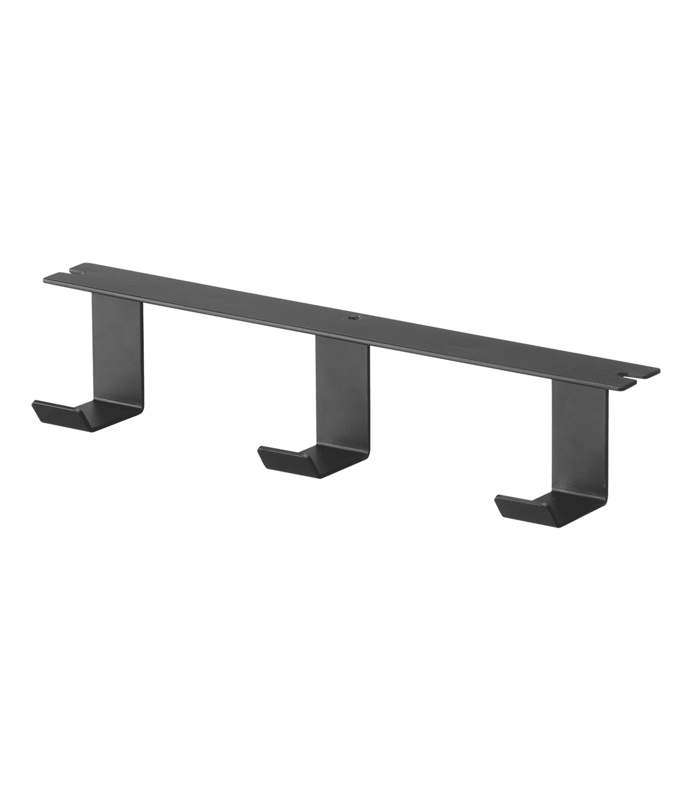 Black Steel Under-Desk Hanger with Wooden Hooks