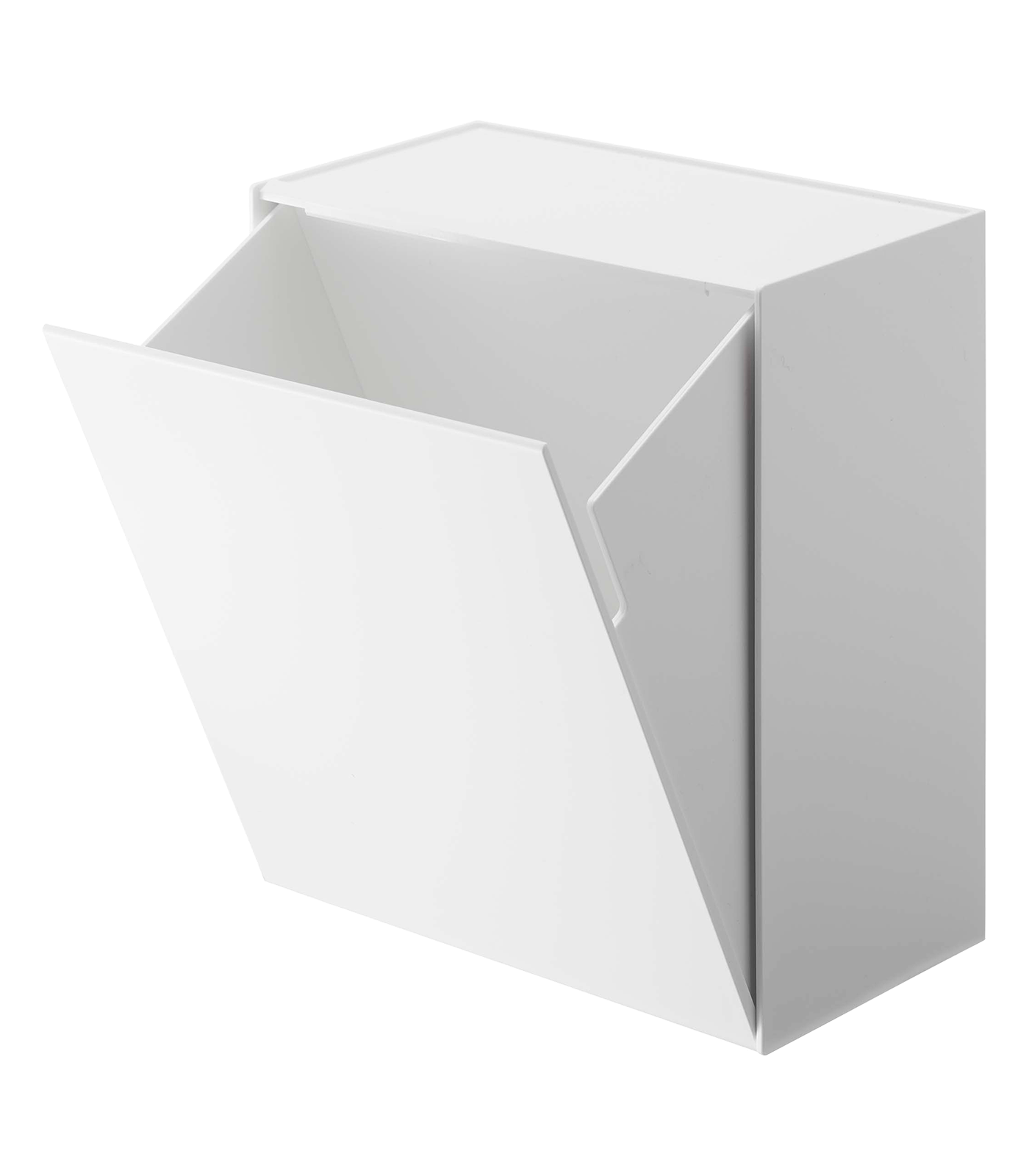 White Wall-Mounted Plastic Storage and Trash Bin