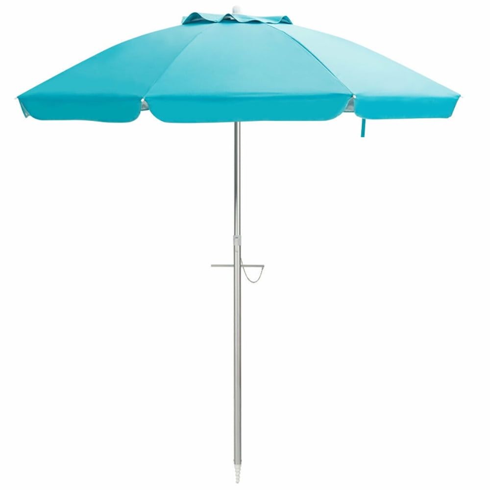 6.5 Feet Blue Polyester Beach Umbrella with Aluminum Frame