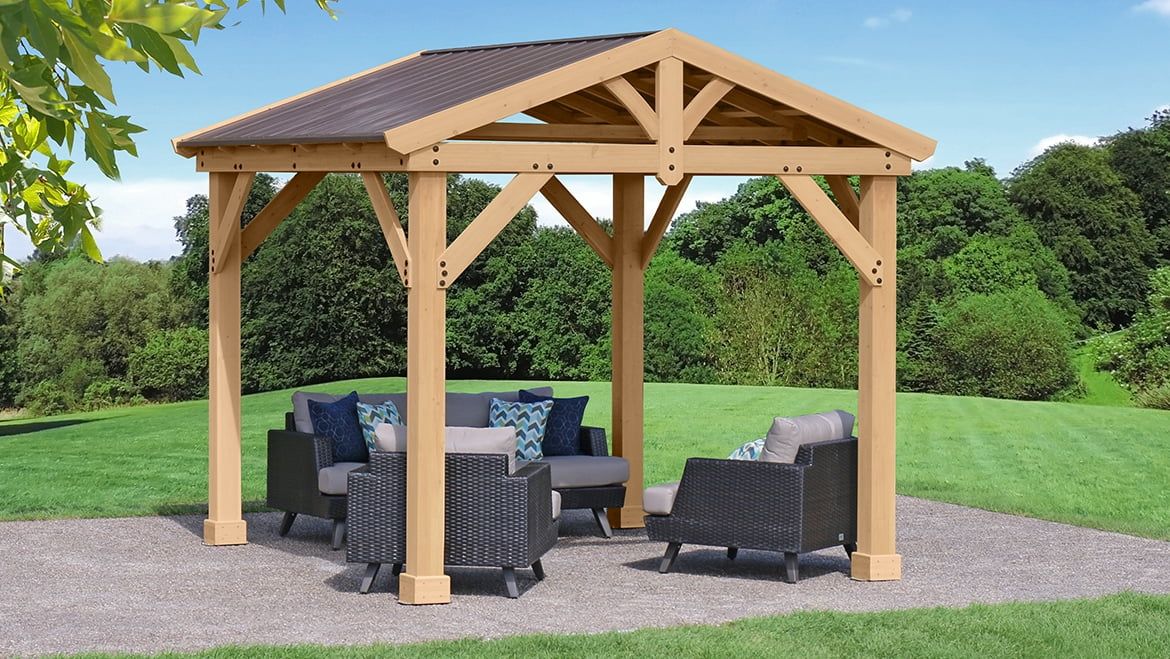 10' x 10' Cedar Pavilion with Aluminum Roof