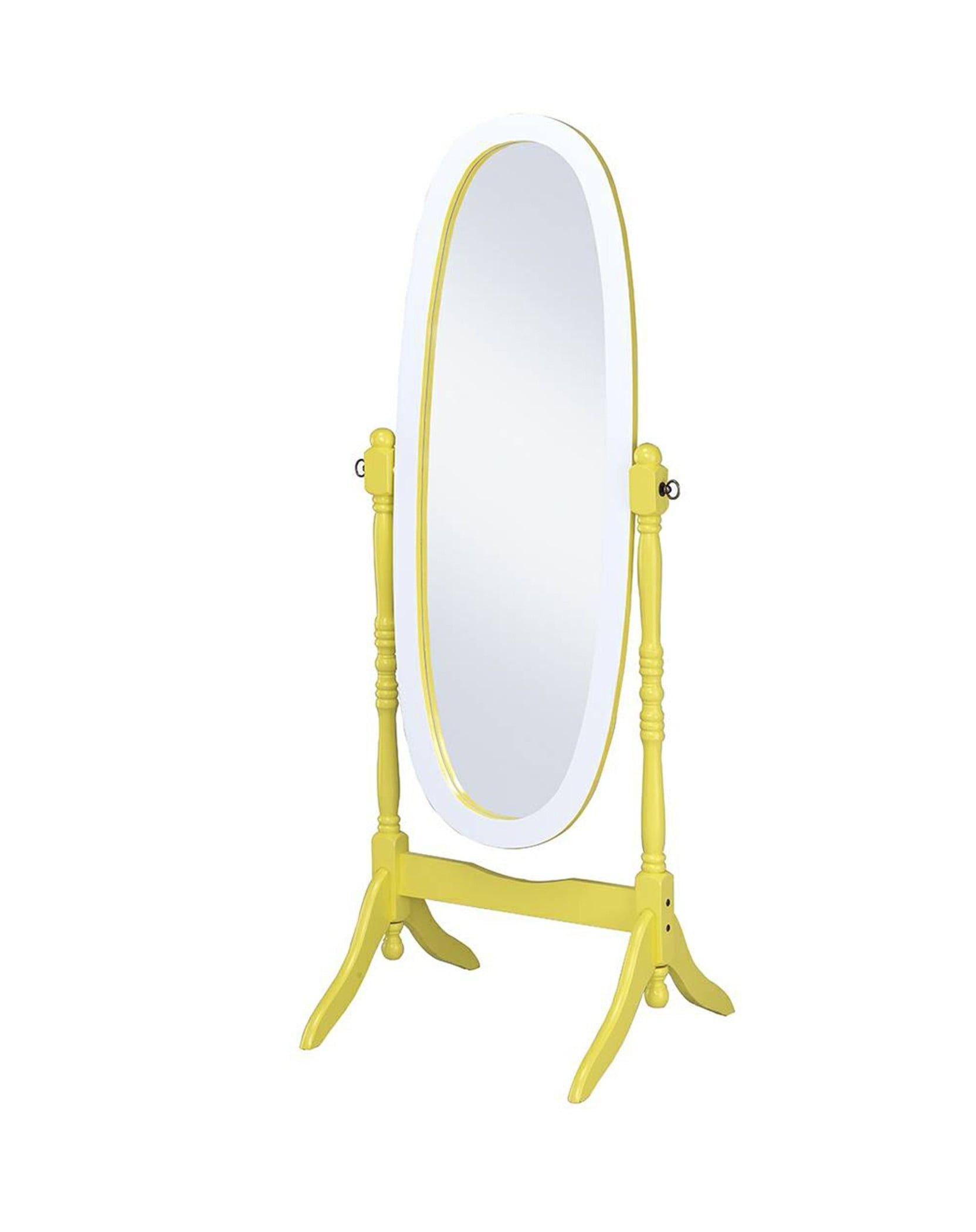 Elegant Full-Length Oval Freestanding Mirror in Vibrant Yellow