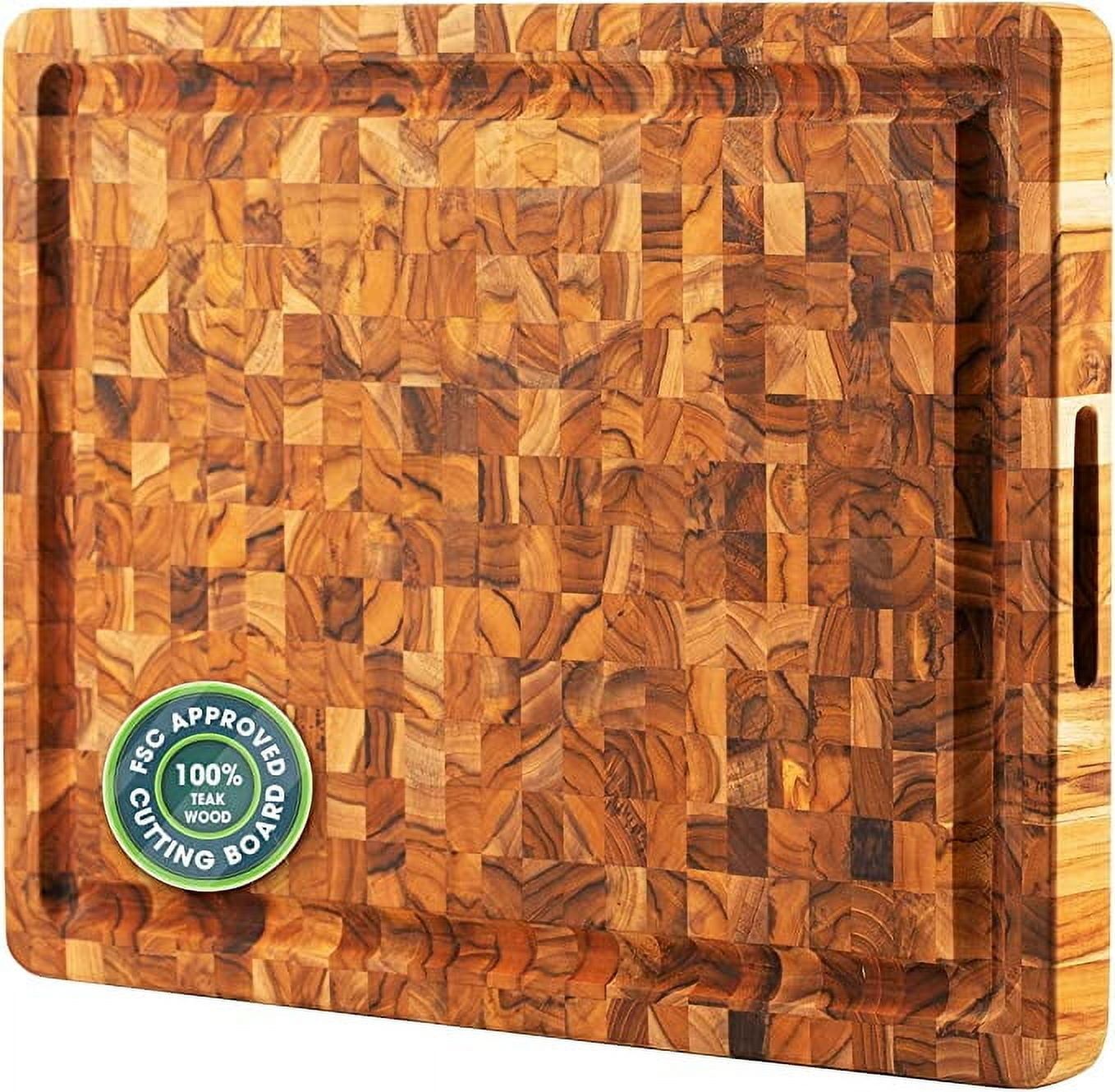 Extra Large Teak End Grain Cutting Board with Juice Groove