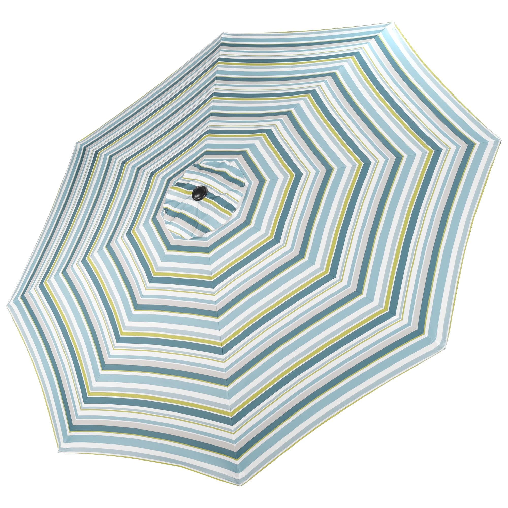 10 Ft Blue and White Striped Polyester Patio Umbrella Canopy