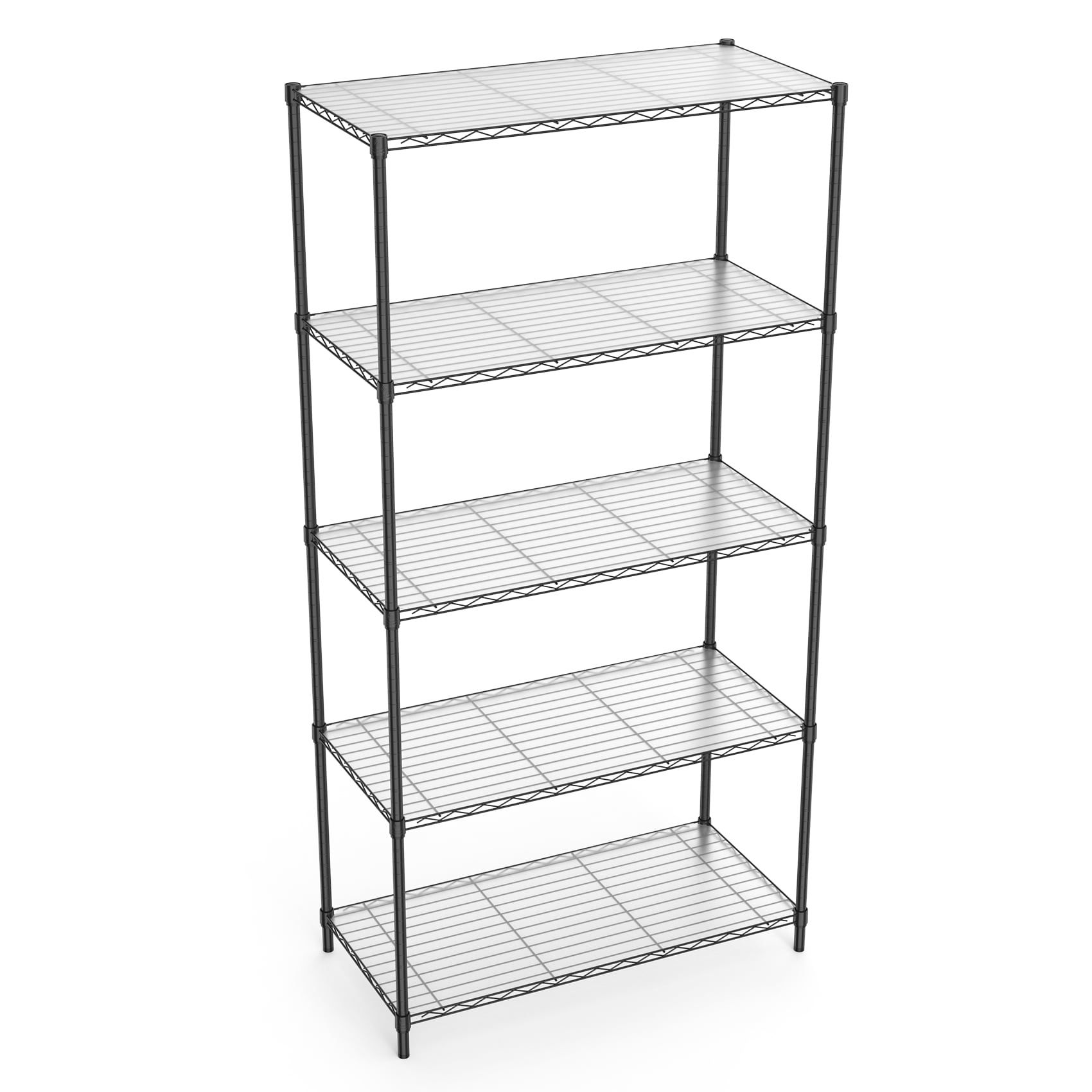 Black 72" Metal 5-Tier Adjustable Wire Shelving Unit