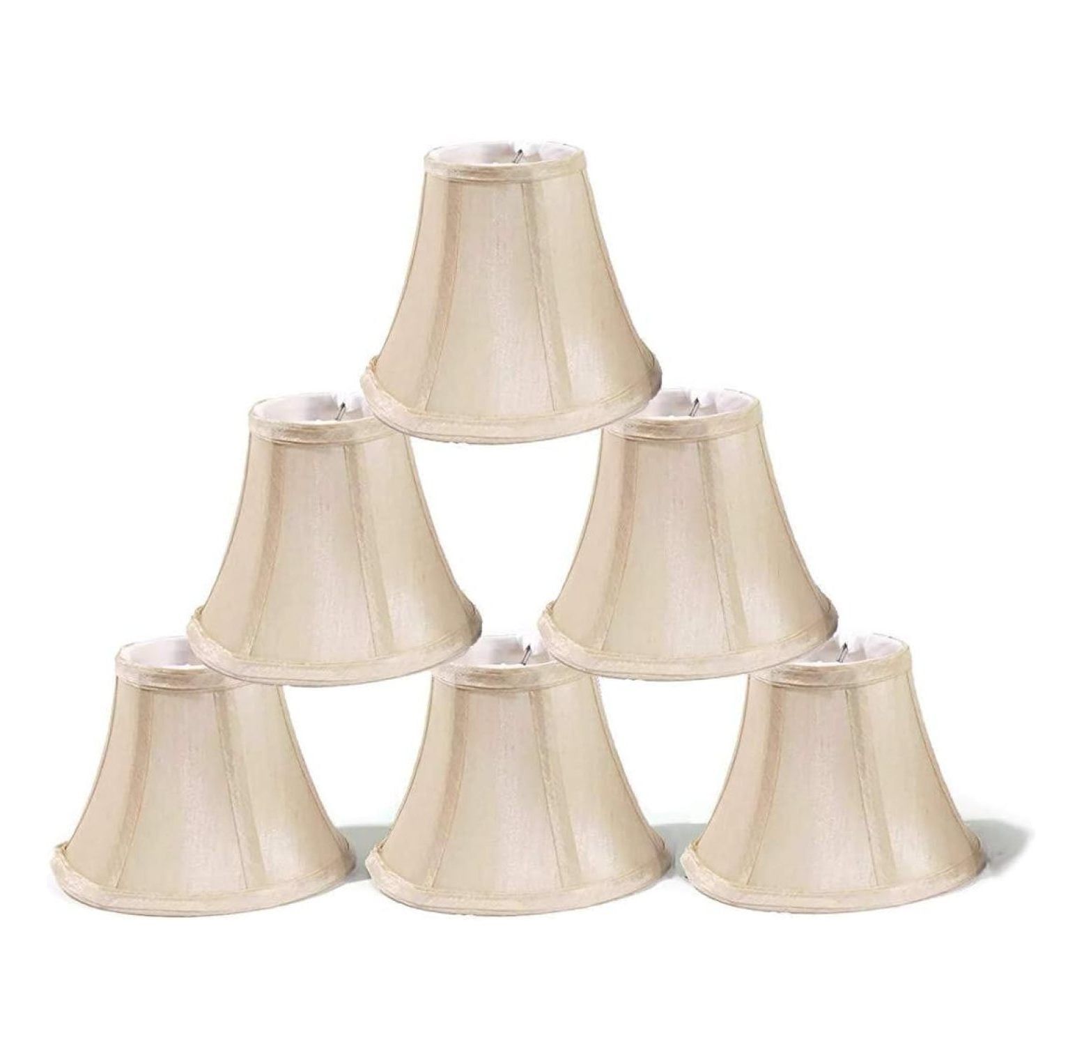 Elegant Cream Faux Silk Bell Chandelier Shades, Set of 6