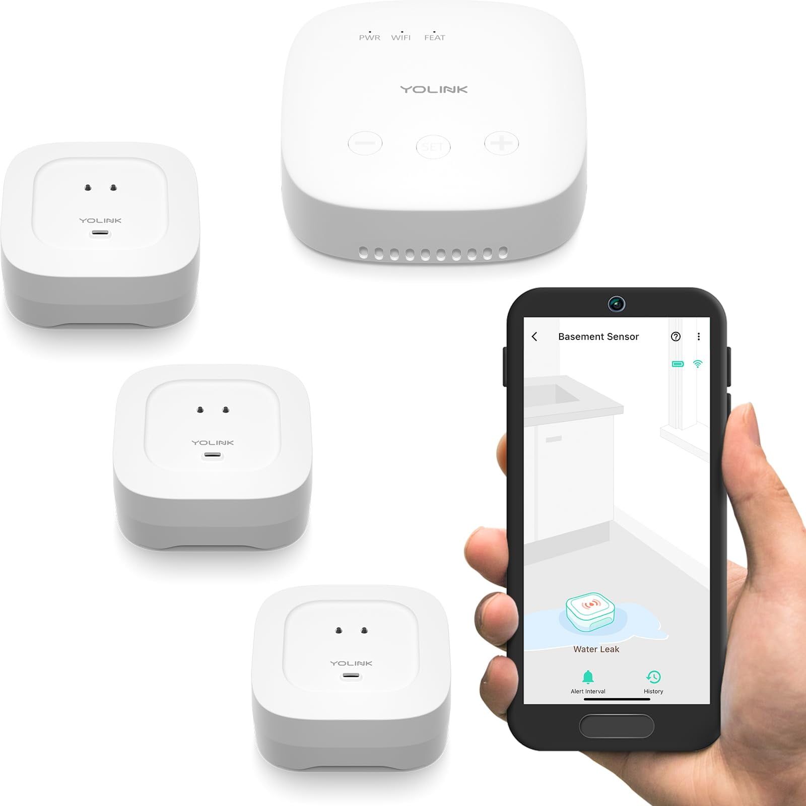 YoLink Wireless Smart Home Water Leak Detection Kit