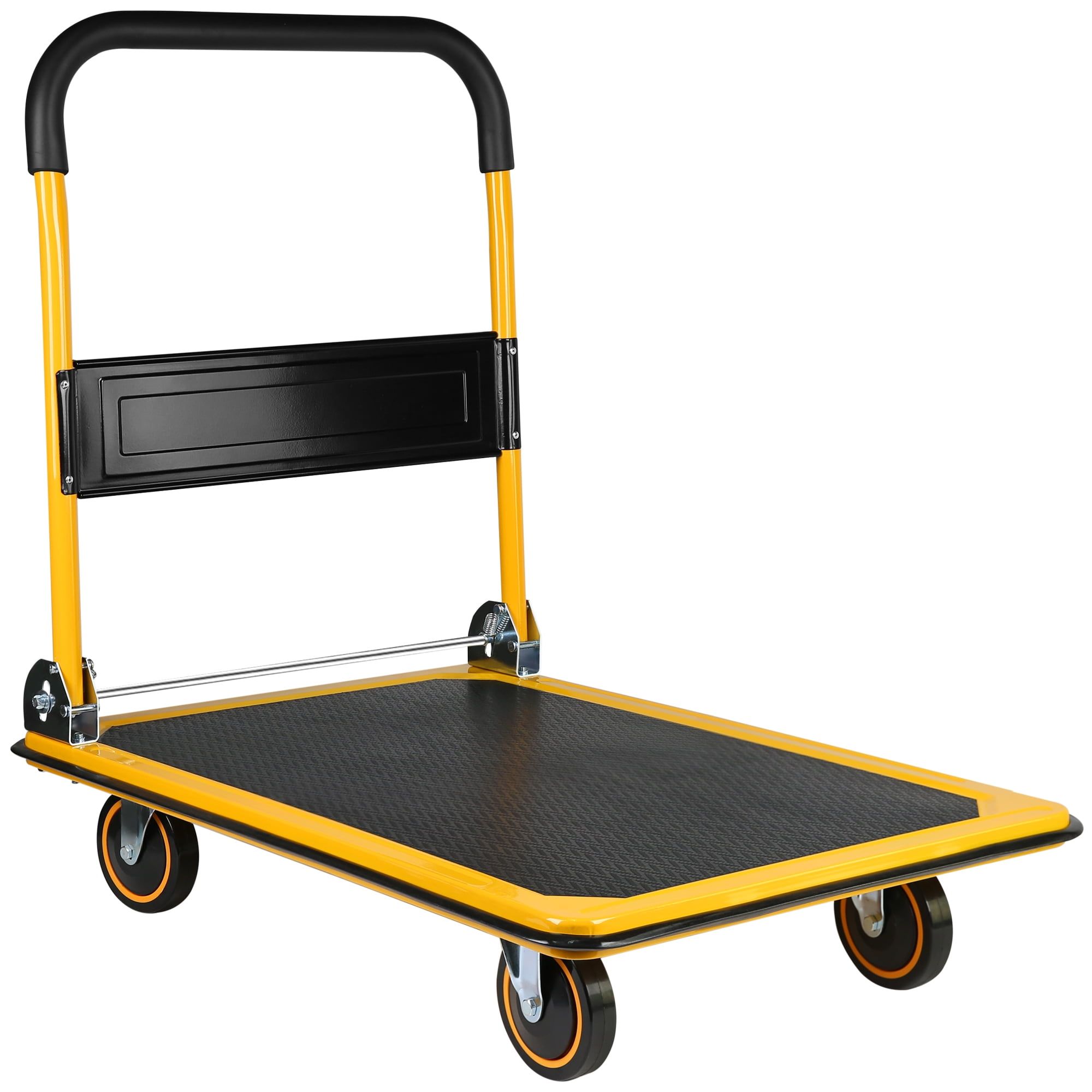 Yellow Steel Folding Platform Hand Truck with Rubber Wheels