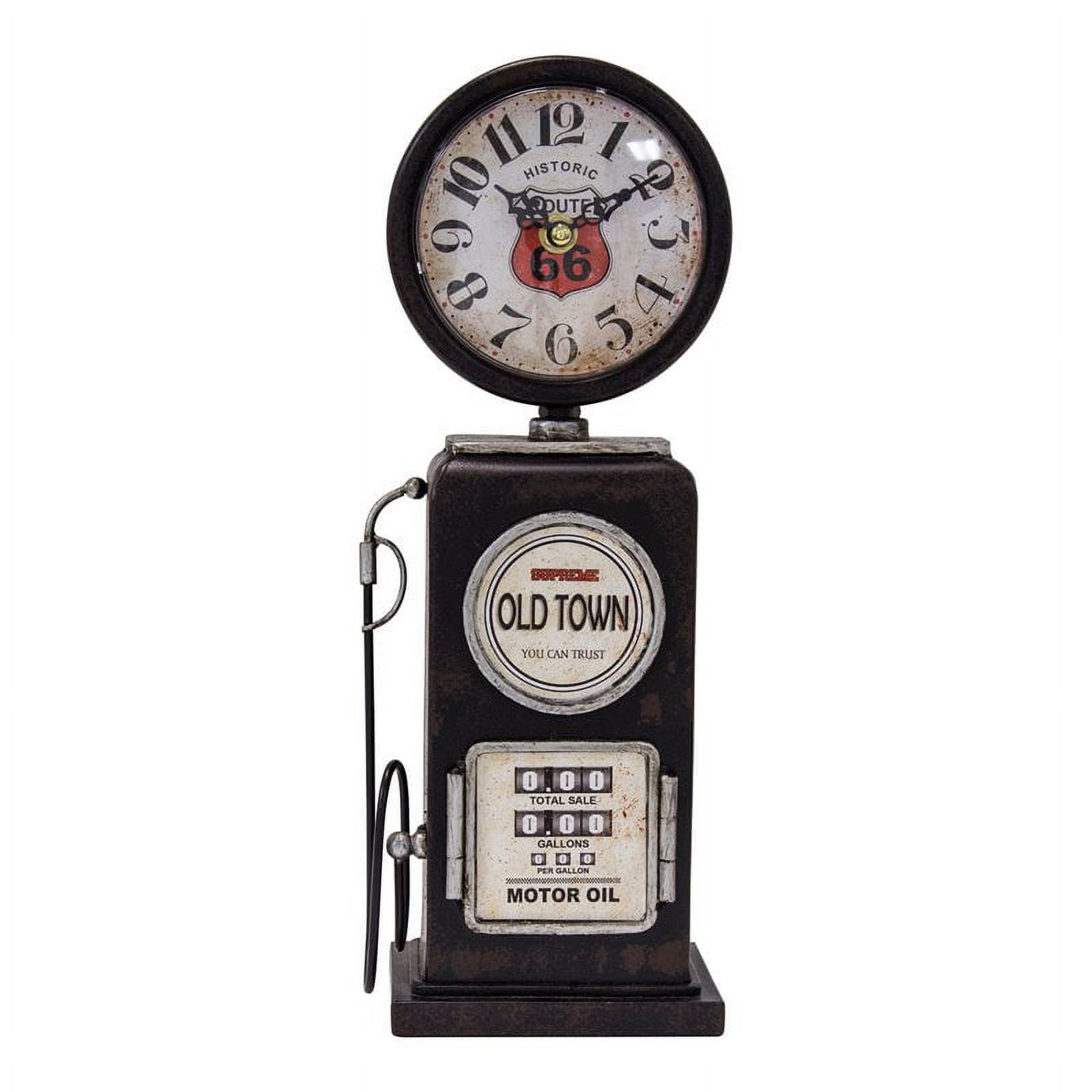 Vintage Black Gas Pump Table Clock with Quartz Movement