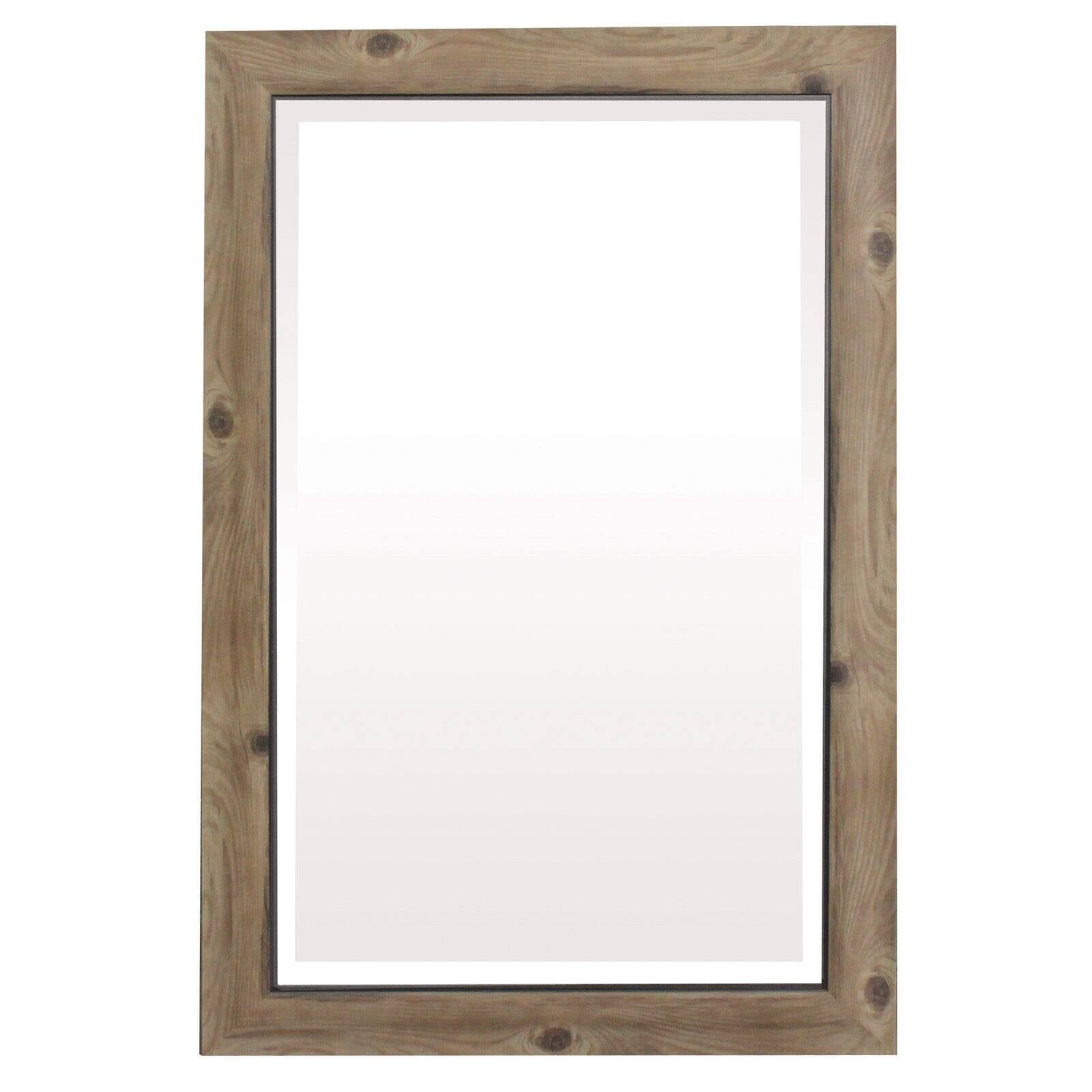 Rustic Gray Wash Wood Frame 31"x43" Wall Mirror with Black Trim