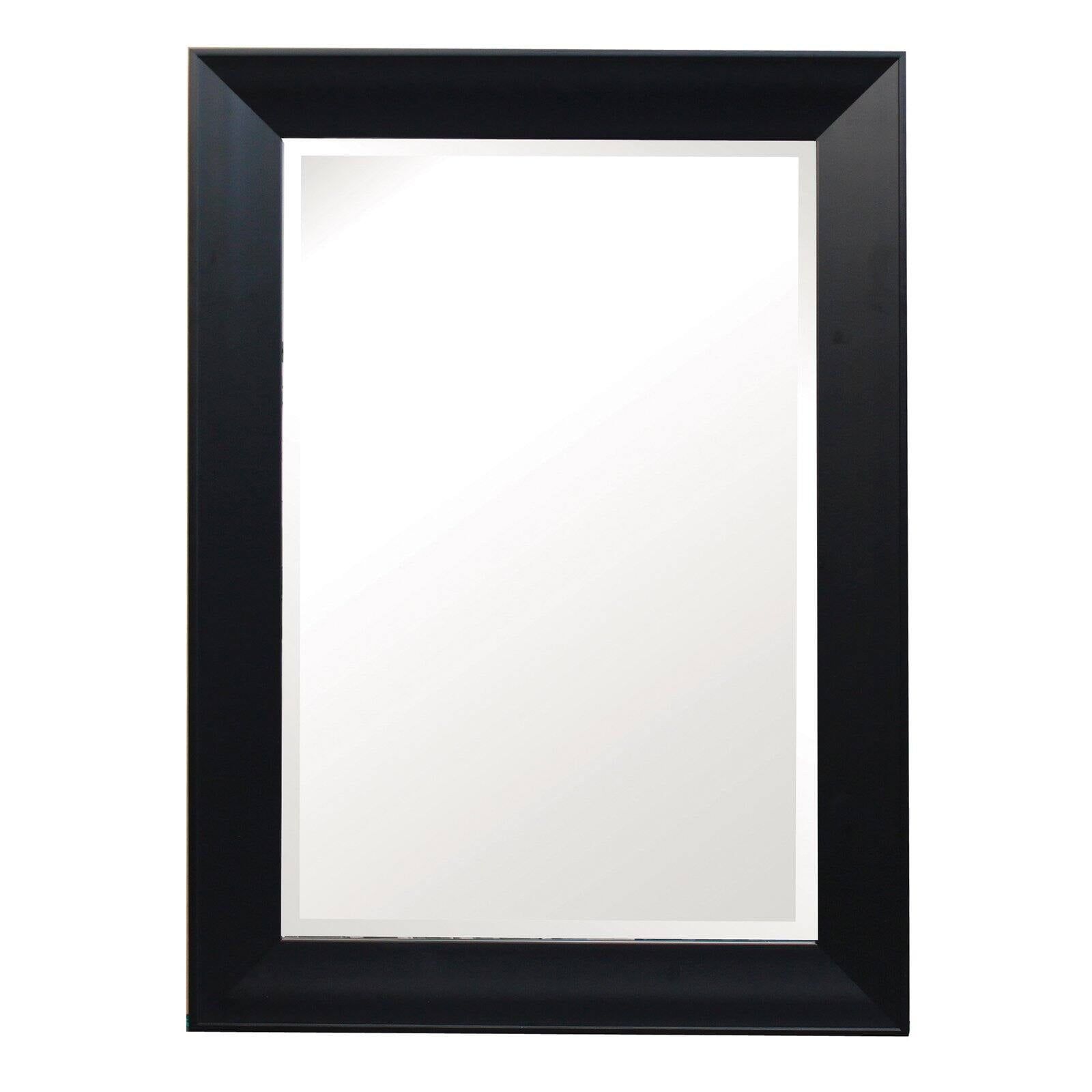 Medium Black Beveled Glass Rectangular Wall Mirror