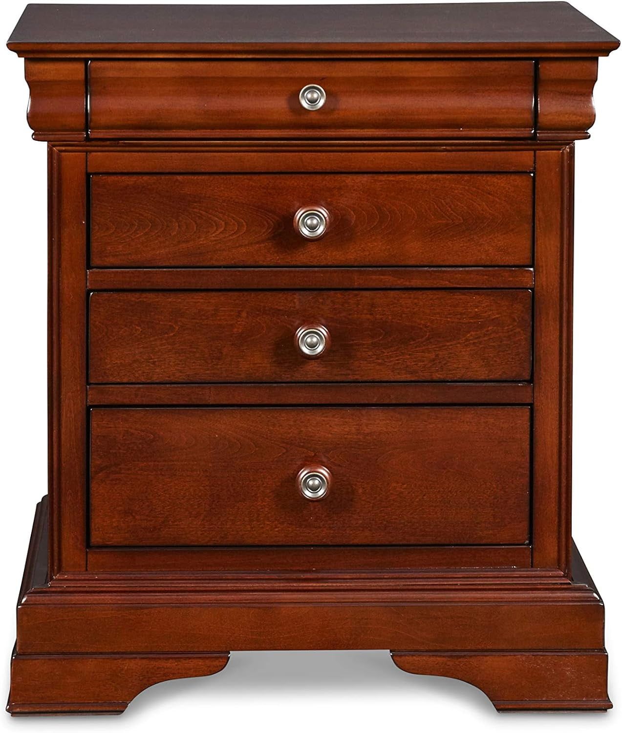 Versailles Transitional Brown Wood 4-Drawer Nightstand