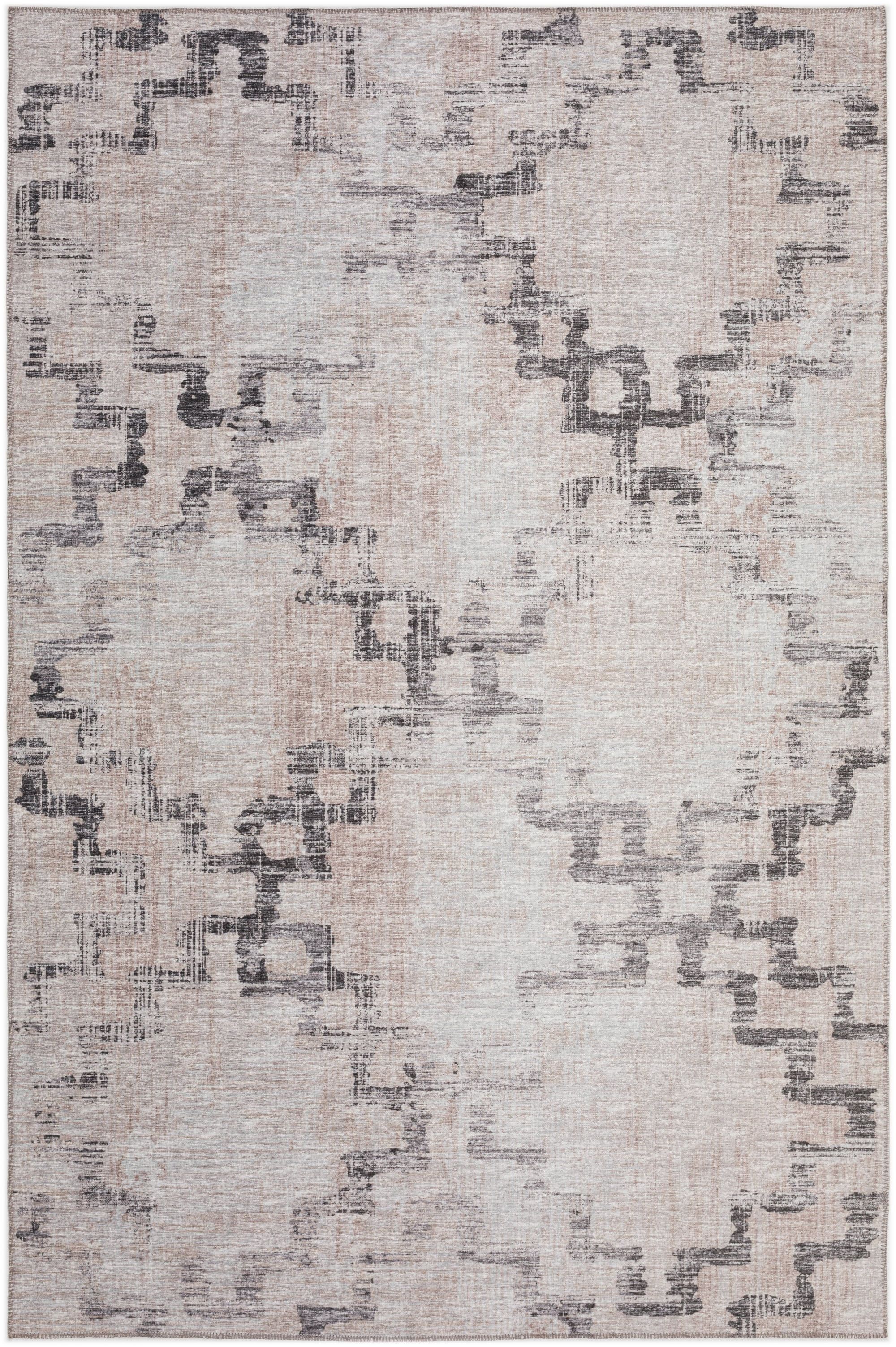 Beige Chenille Ultra-Soft Trellis 9' x 12' Non-Skid Area Rug