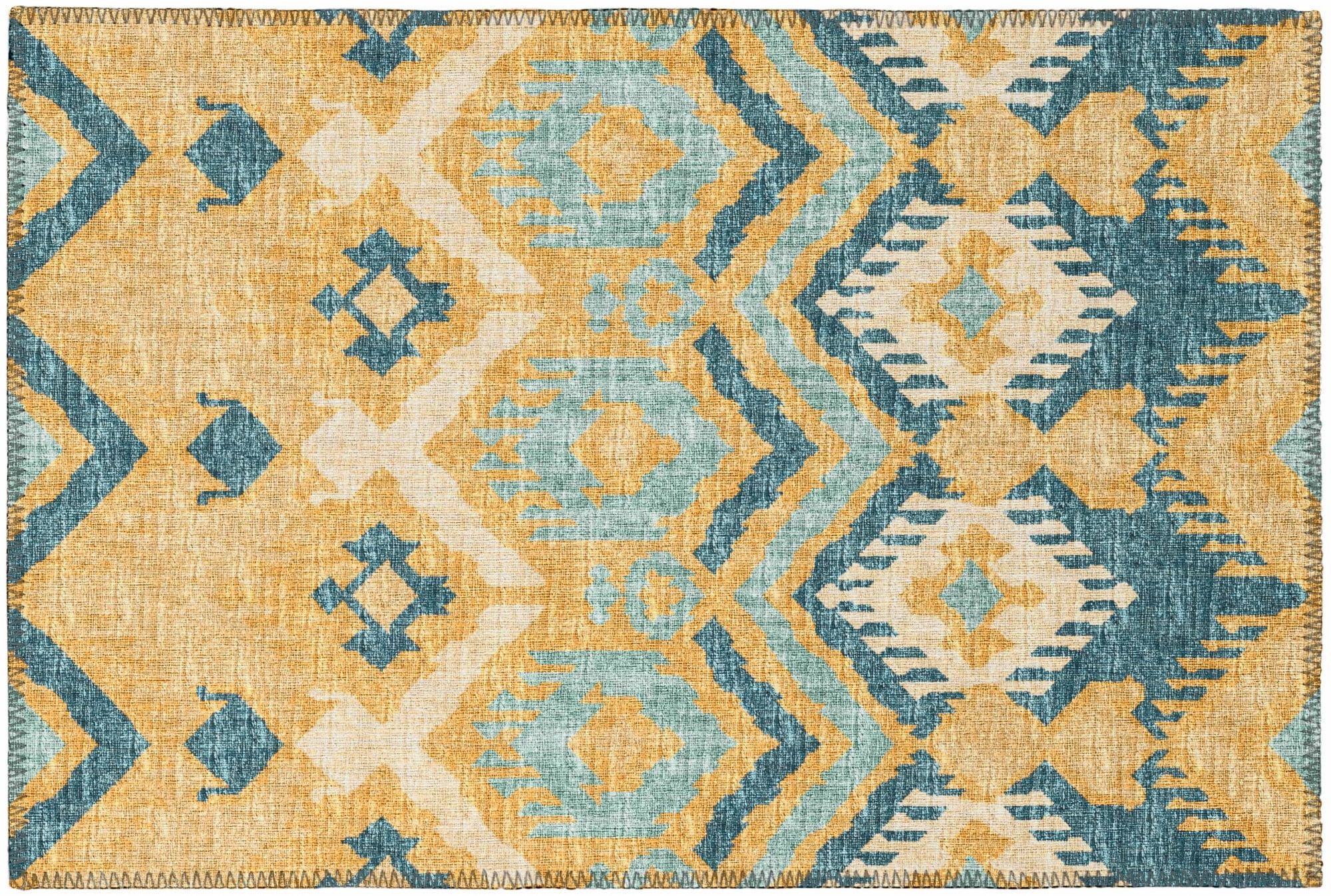 Yuma Yellow Flat Woven Synthetic Non-Slip Accent Rug 1'8" x 2'6"