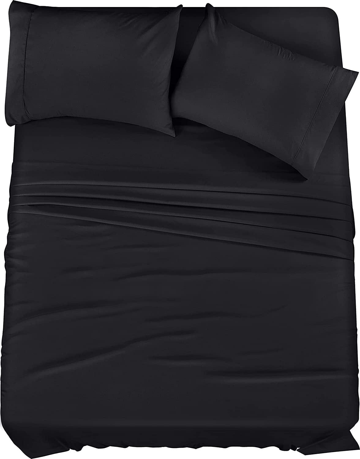 Black Queen Brushed Microfiber 4-Piece Bedding Set