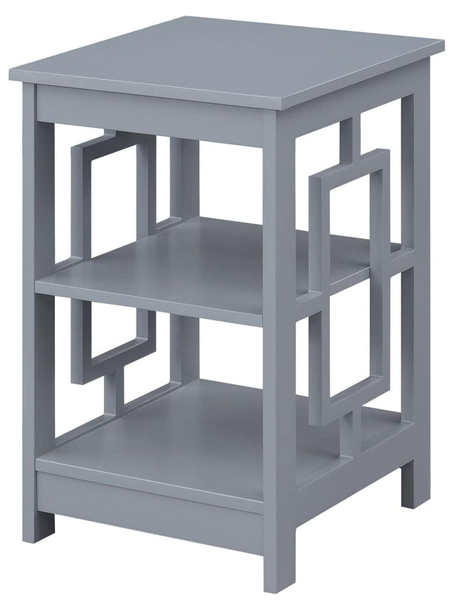 Gray MDF 24" End Table with Shelves